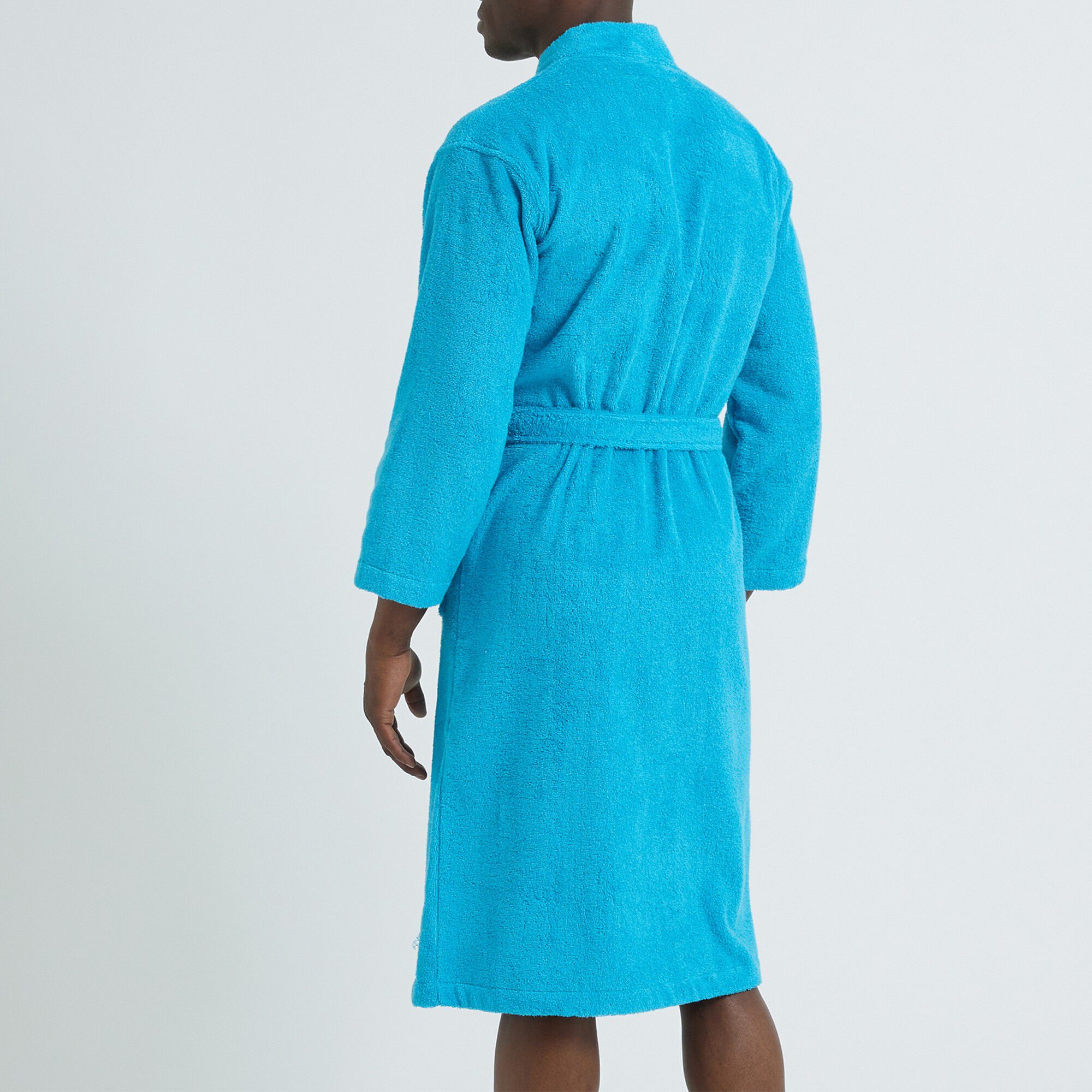 Peignoir mixte adulte uni coton éponge bouclette col kimono personnalisé