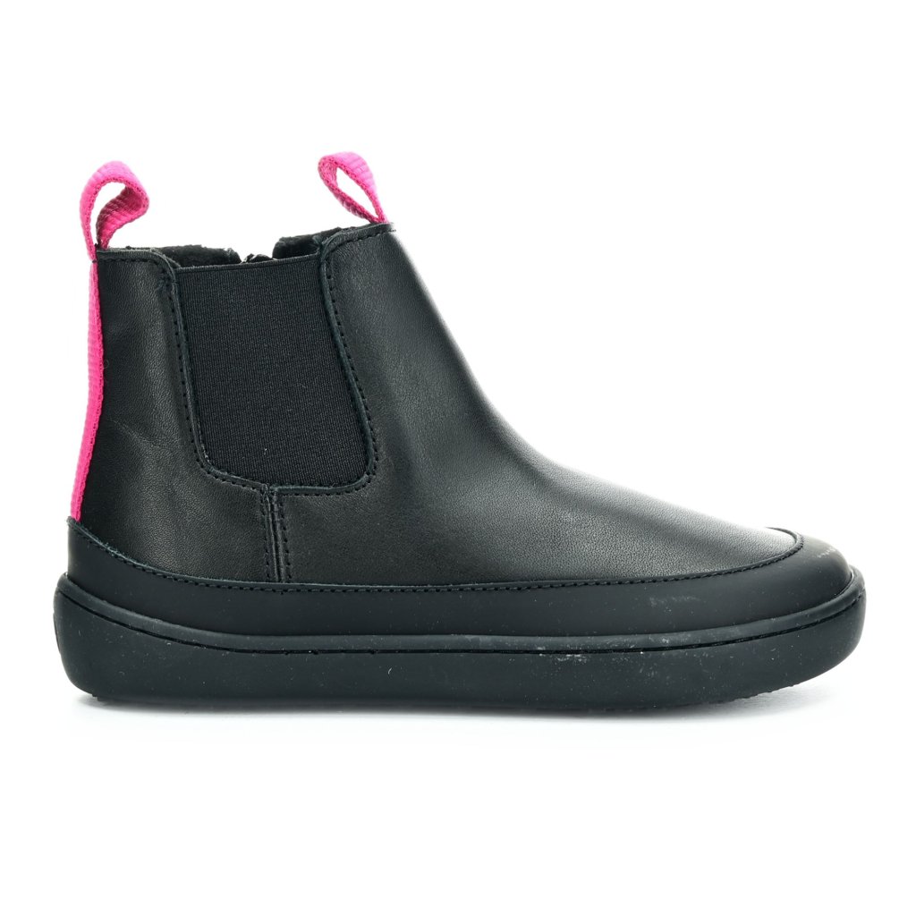Shapen Victory Mini Black & Pink Leather Chelsea Barfußschuhe