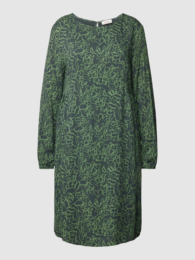 Knielanges Kleid mit Allover-Muster in grasgrün