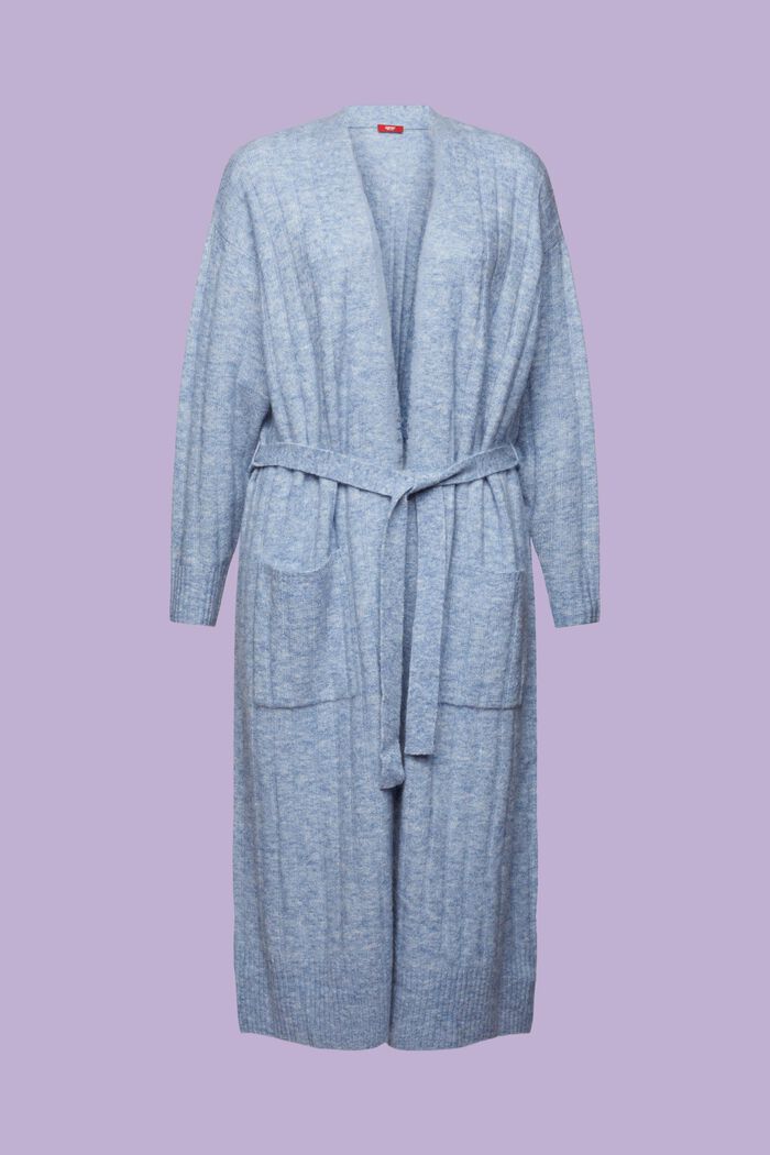 Rippstrick-Longcardigan mit Gürtel