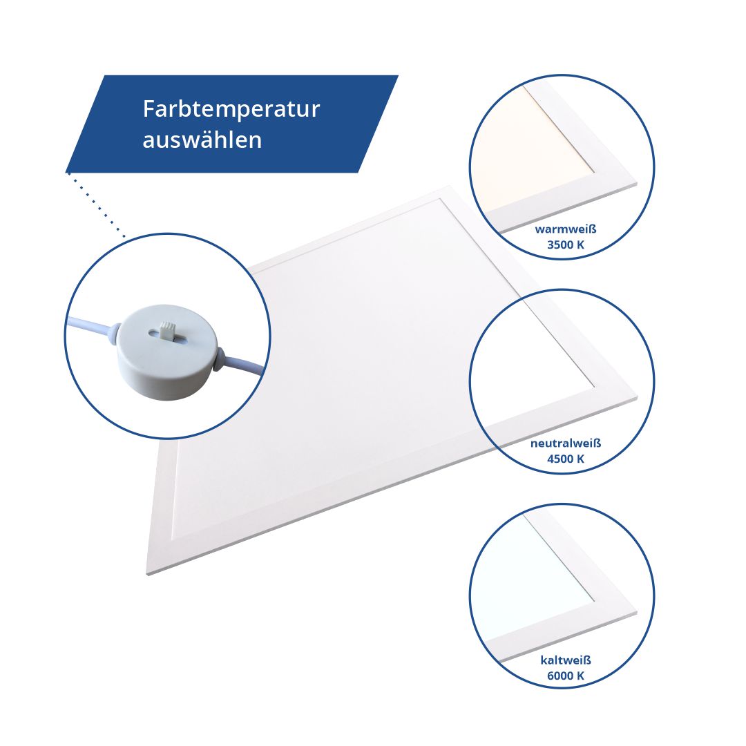LUXULA 6er Pack LED-Panel mit Farbtemperaturwechsel CCT, 62x62 cm, Back-lit, 36W