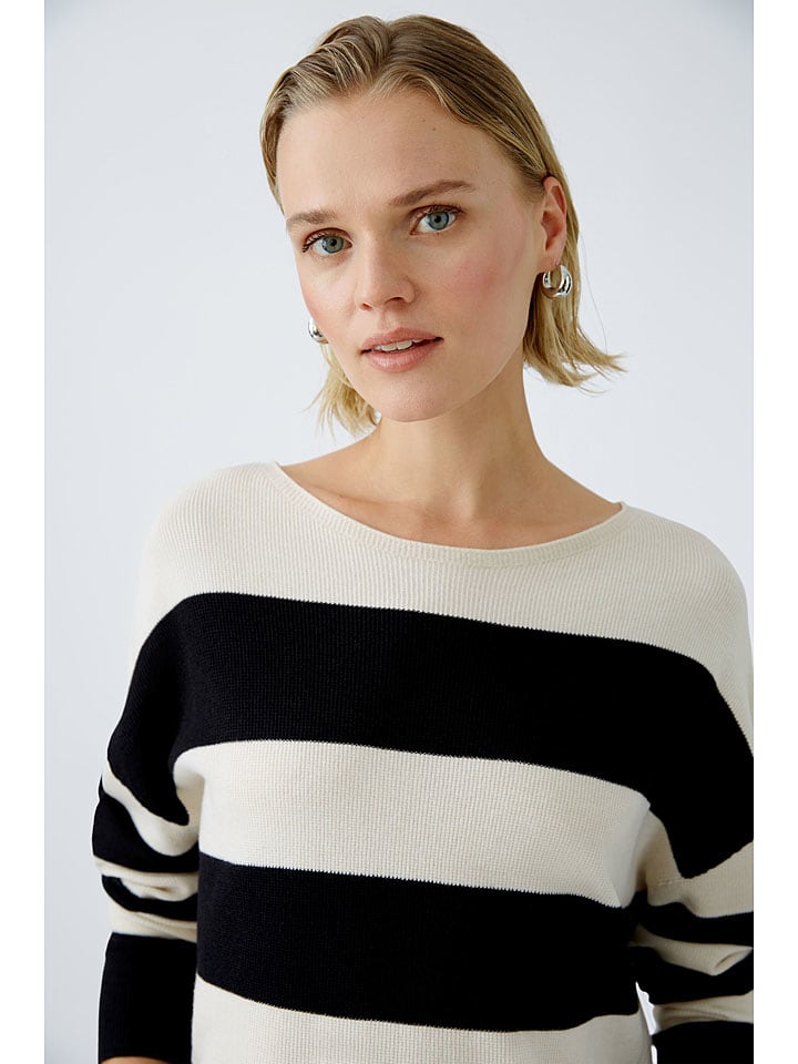 Oui Pullover in Weiß/ Schwarz günstig kaufen