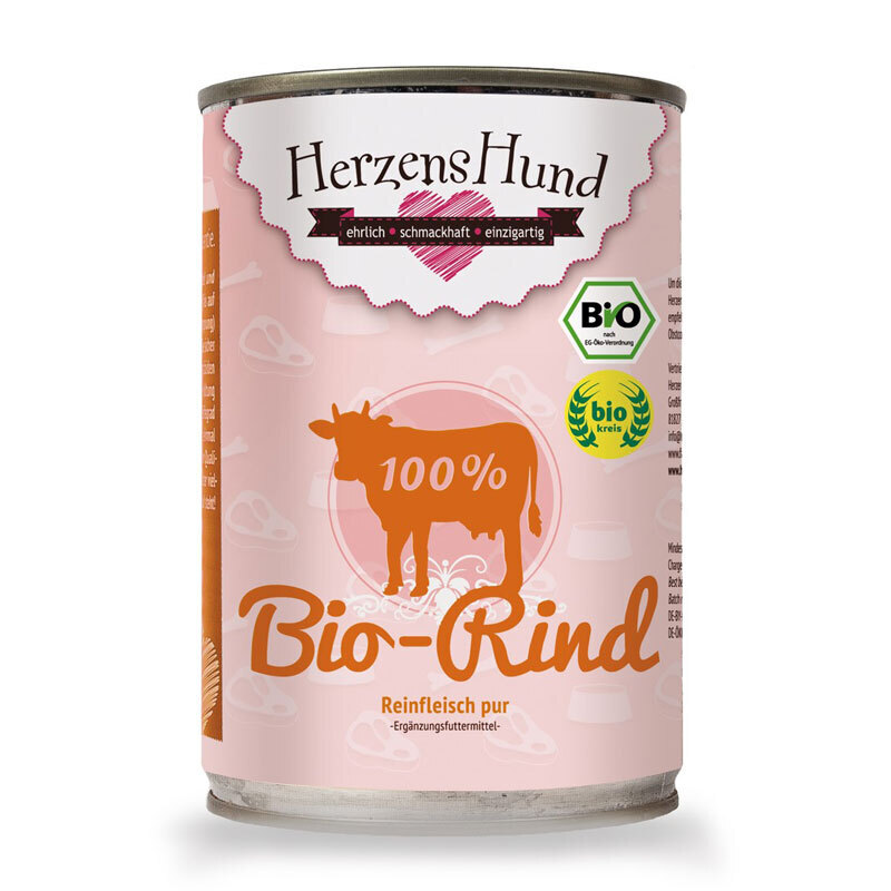 HerzensHund Hundenassfutter HerzensHund Reinfleisch pur BIO 12x400g Bio Rind
