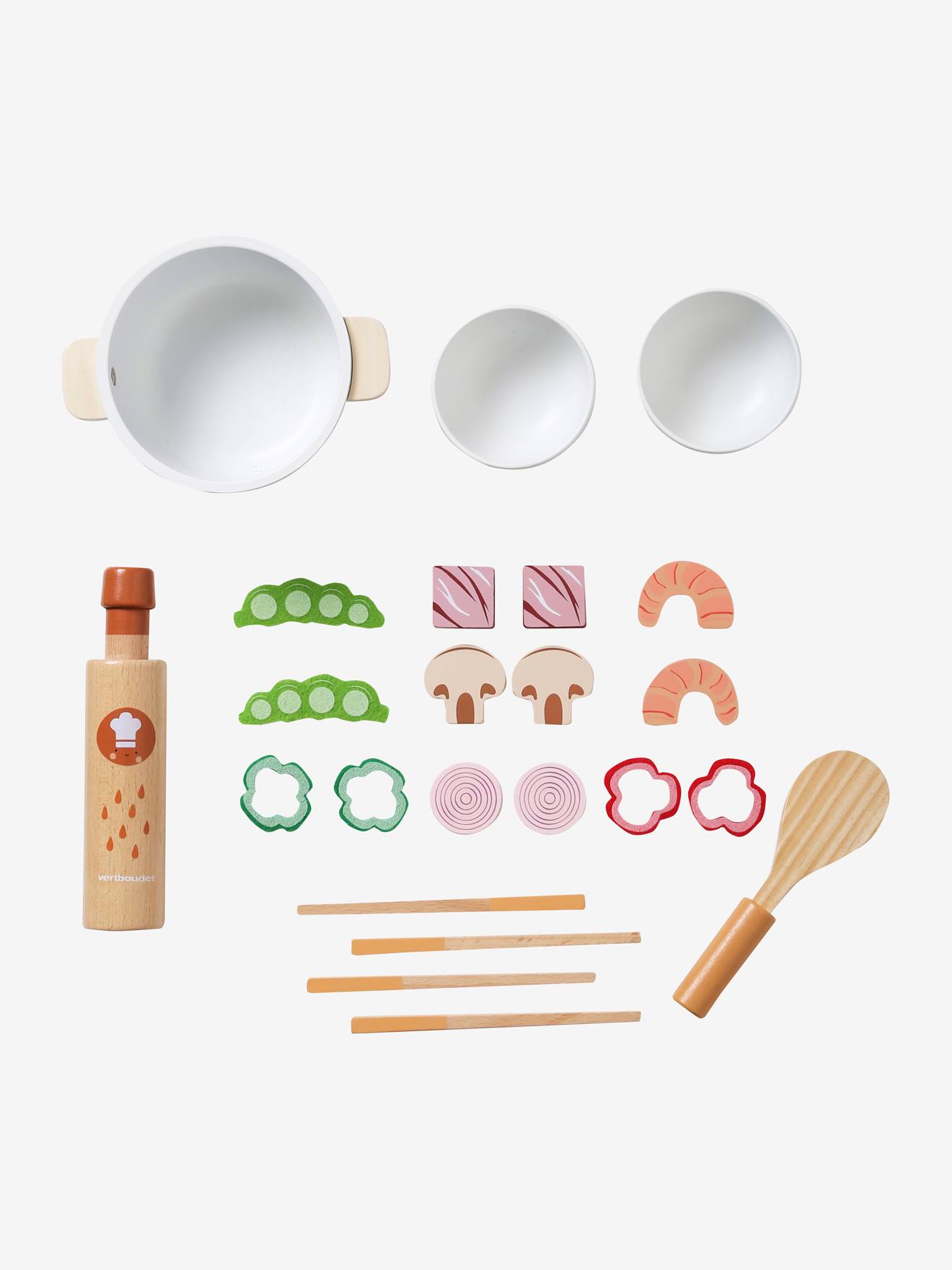 Set wok de légumes en bois FSC® beige
