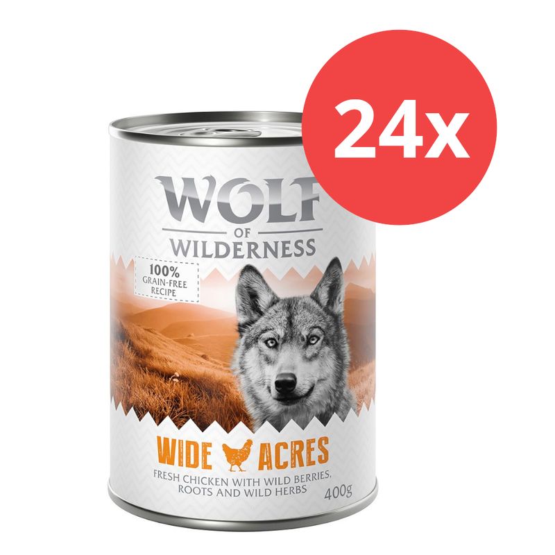 Sparpaket Wolf of Wilderness Adult 24 x 400 g - Single Protein