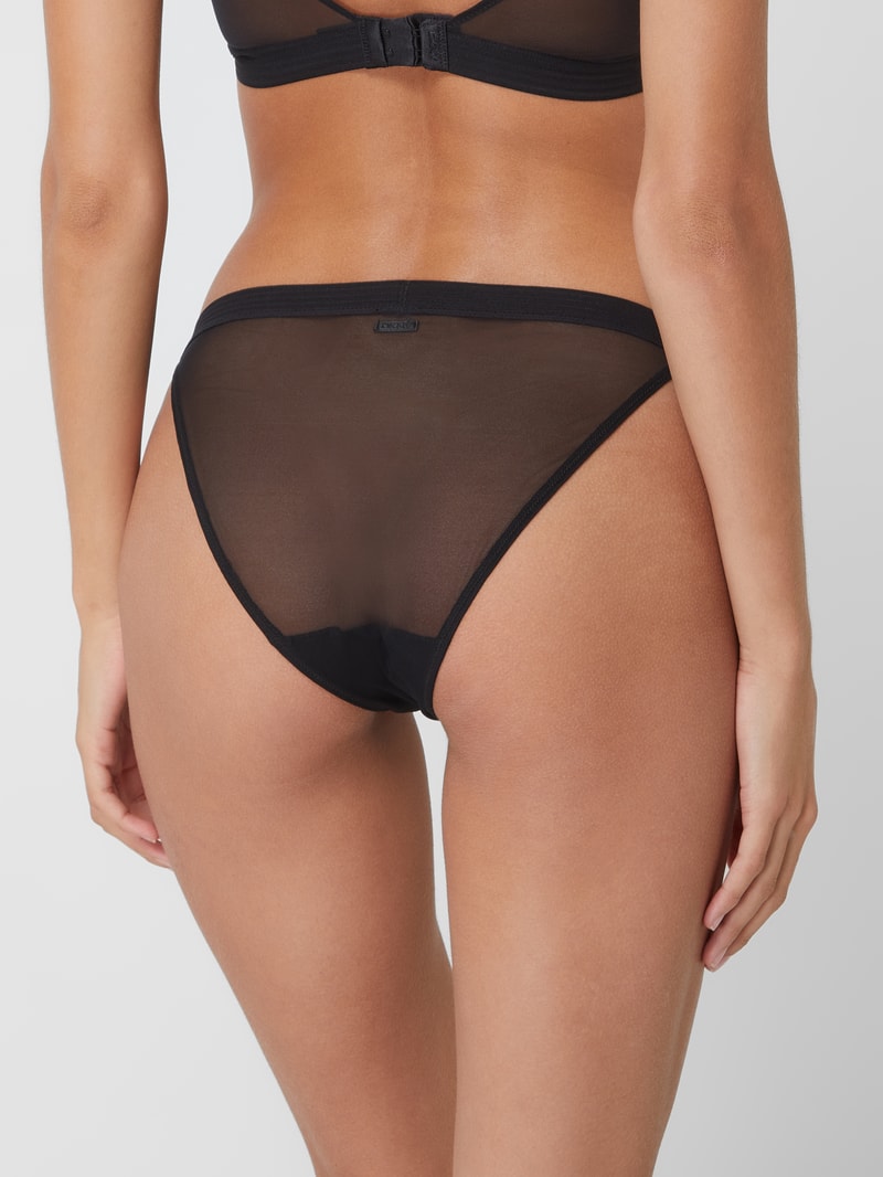 Slip aus Mesh und Spitze in schwarz