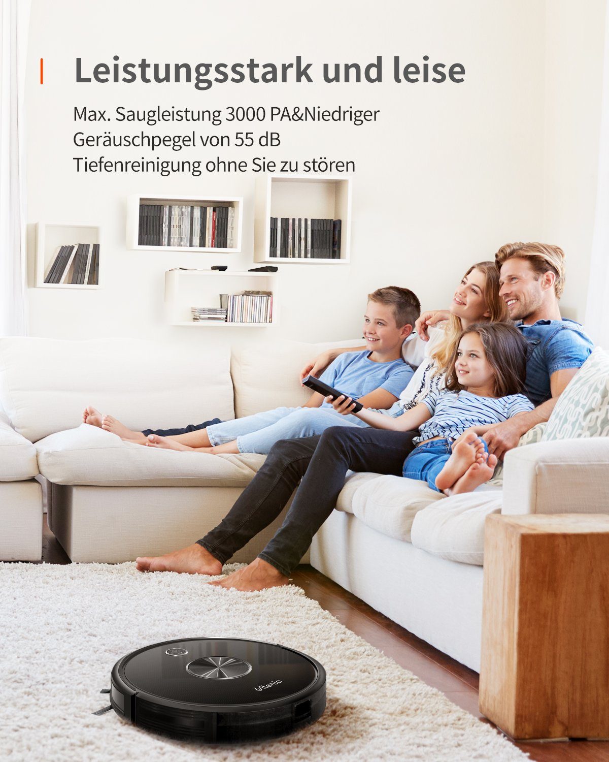 Ultenic Nass-Trocken-Saugroboter D5s Pro, 28,00 W, beutellos, 3000Pa Starke Saugleistung/Absturzsicherung/Teppich Erkennung