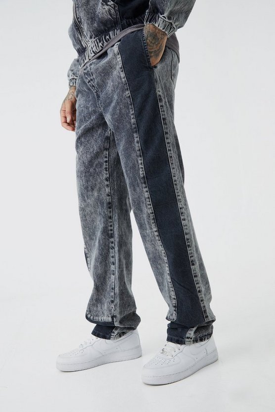 Tall lockere Denim-Jogginghose mit Acid-Waschung