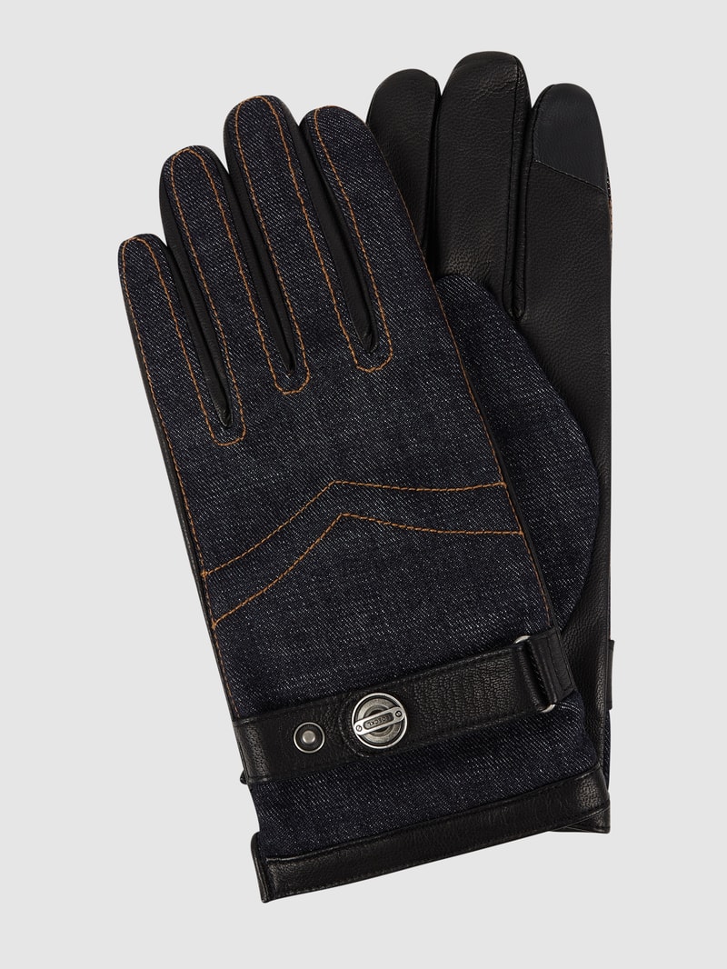 Handschuhe aus Denim und Leder in jeans
