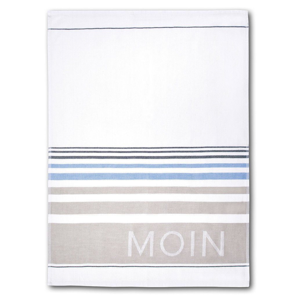 Dyckhoff Geschirrtuch 3er Set 'Moin' 50 x 70 cm Blau/ Grau, (1-tlg)