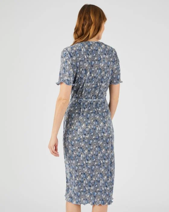 Robe plissée manches courtes