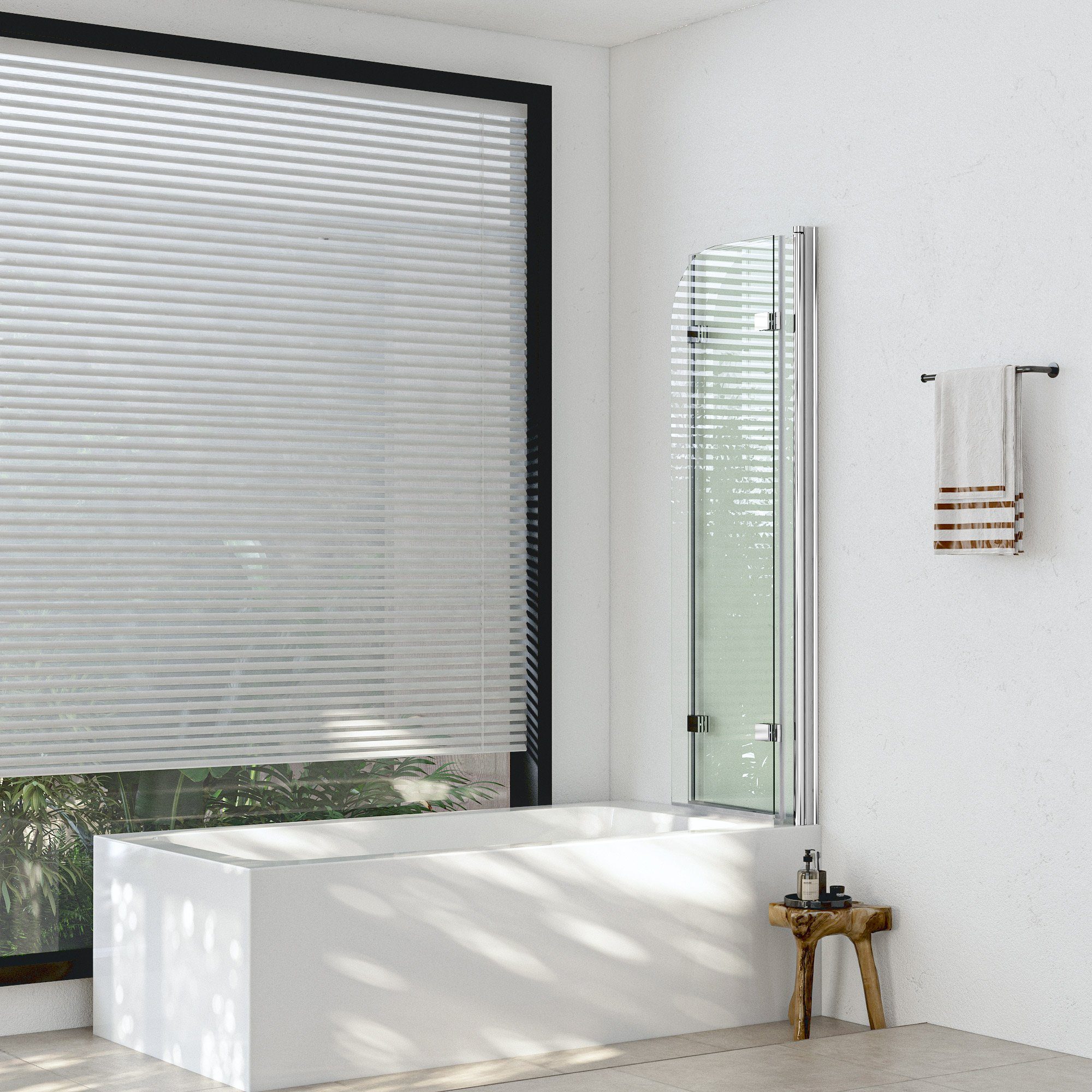 Boromal Badewannenaufsatz Duschwand für Badewanne 140x140cm 3-teilig Faltbar Badewannenfaltwand, (Klarglas), Badewannenfaltwand Glaswand 6mm ESG Glas