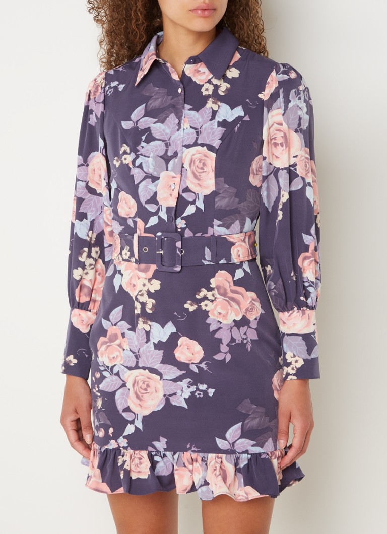 Rochie scurtă cu imprimeu floral și curea, Chi Chi London.