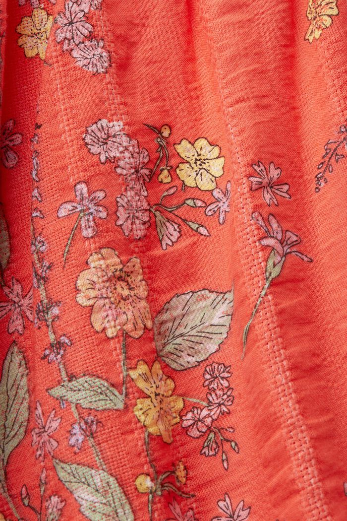 Knielanges Baumwollkleid mit floralem Print