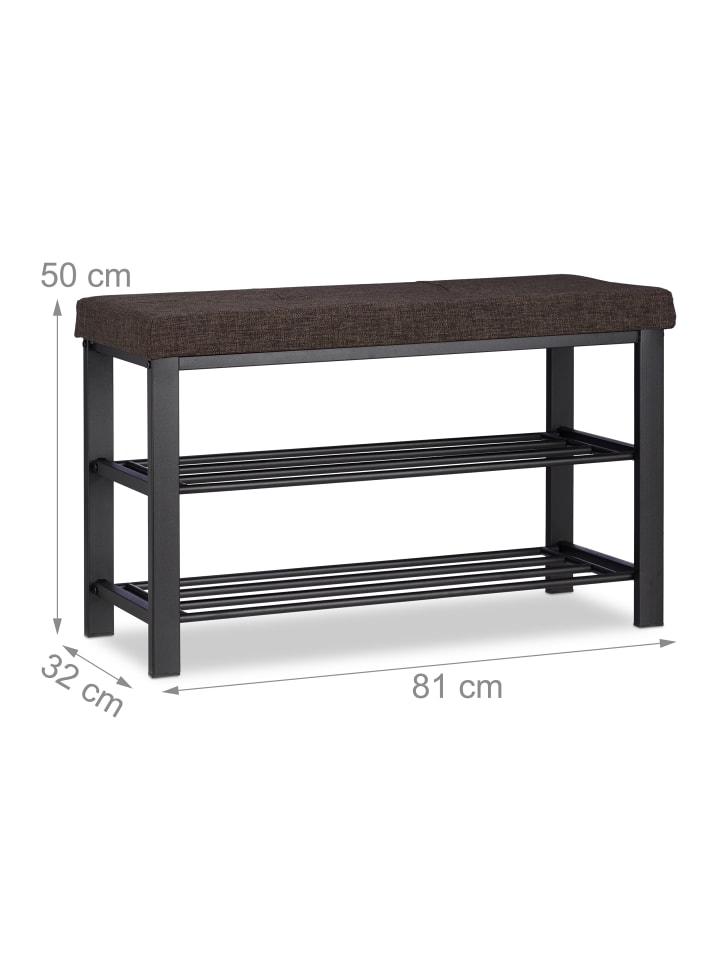 relaxdays Schuhbank in Braun - (B)81 x (H)50 x (T)32 cm günstig kaufen onesize