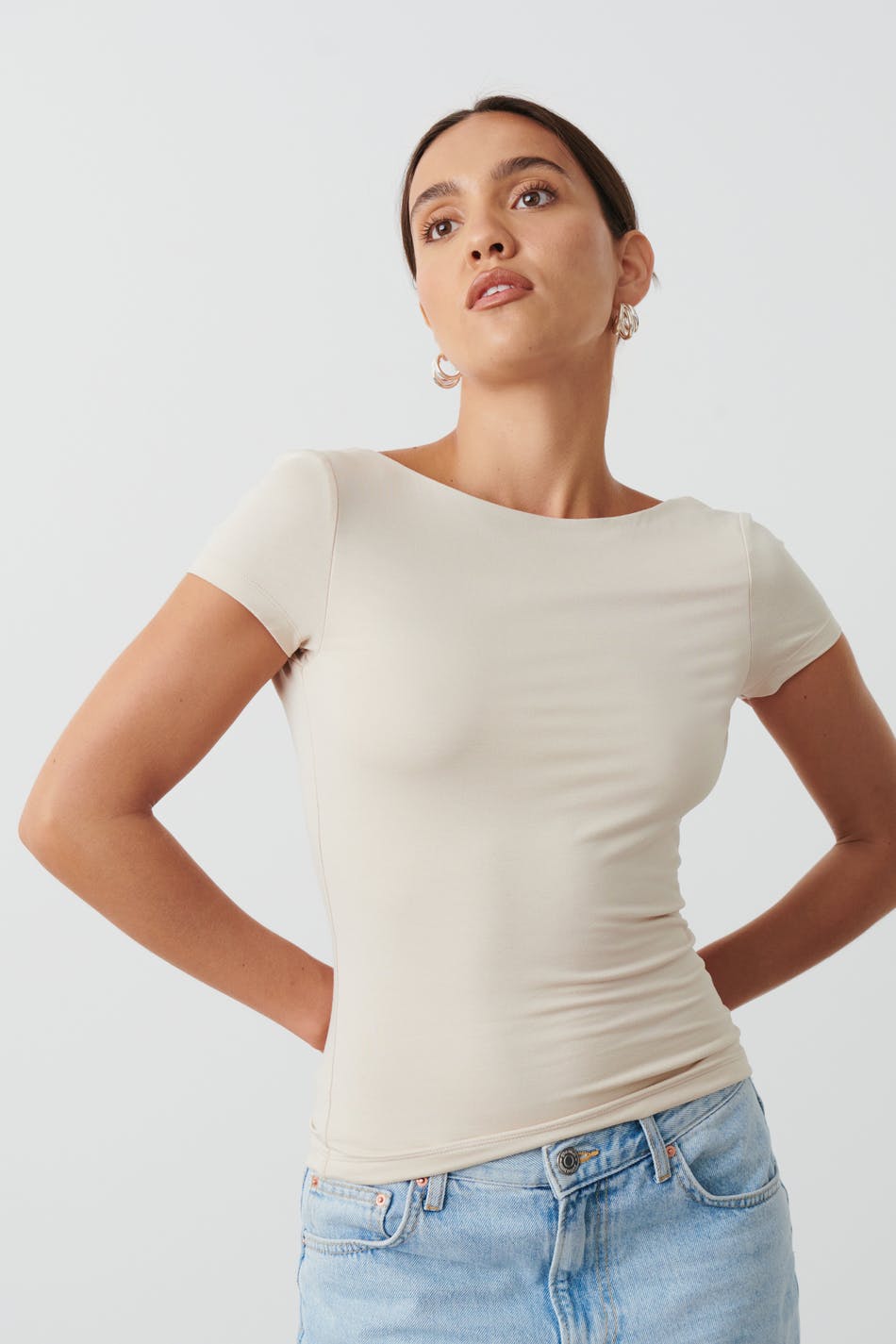 Soft touch low back top