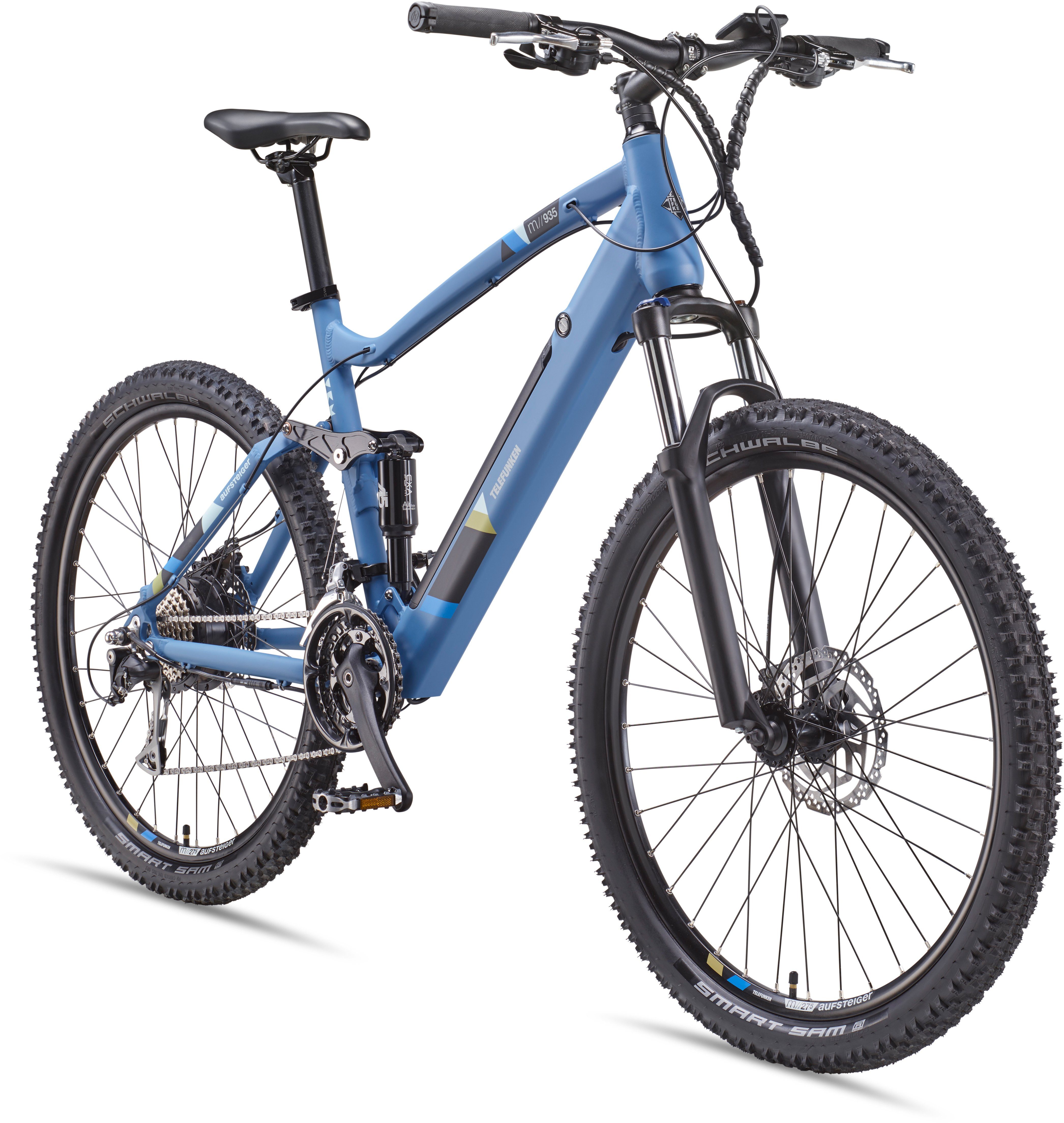Telefunken E-Bike Aufsteiger M935, 24 Gang Shimano Acera Schaltwerk, Kettenschaltung, Heckmotor, 504 Wh Akku