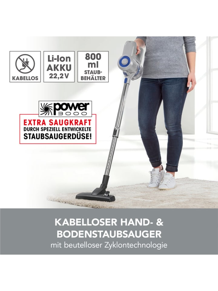 CLEANmaxx CLEANmaxx Akku-Zyklon-Staubsauger 22,2V - hellgrau/blau günstig kaufen onesize
