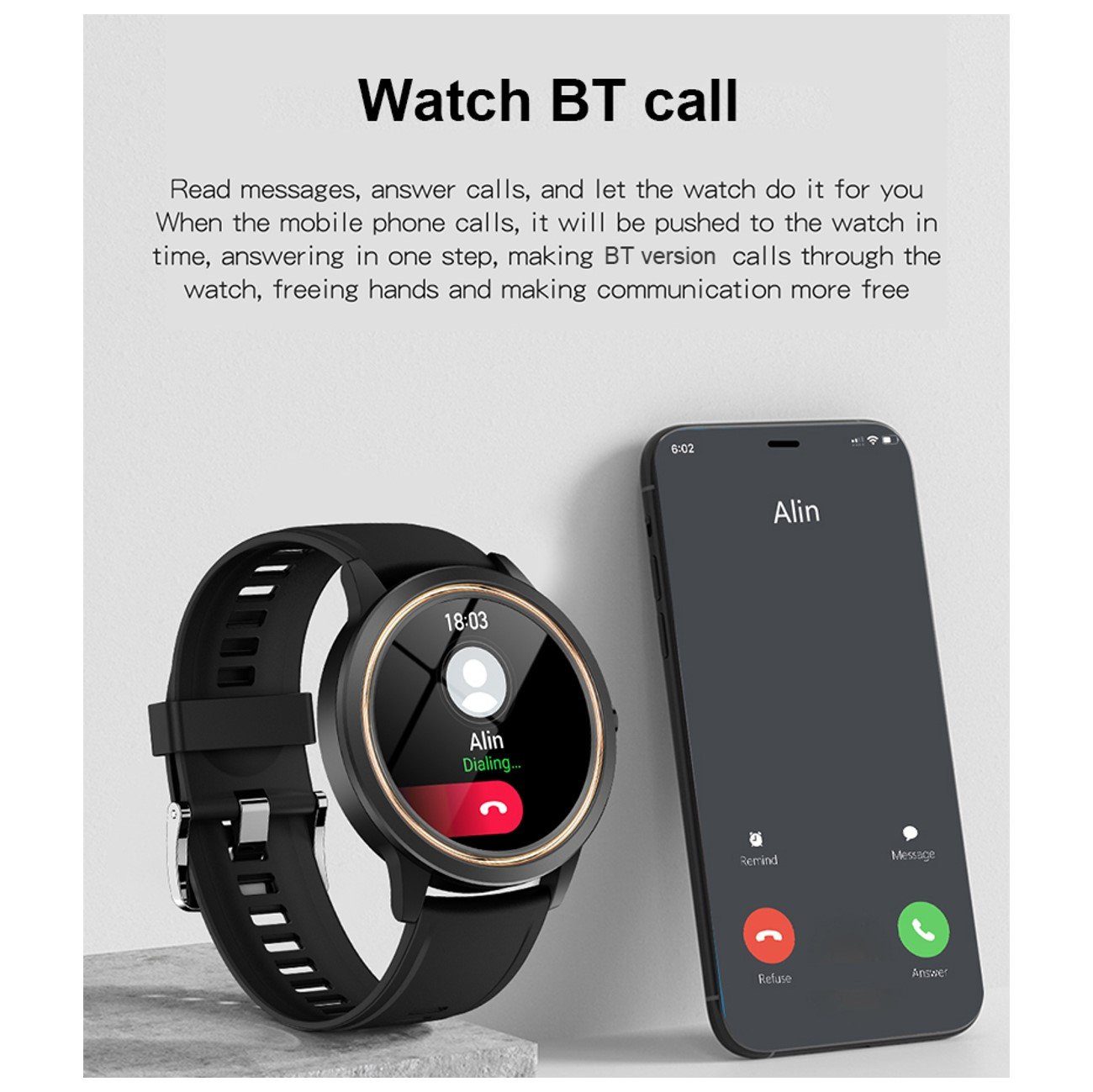 Manike A60 Business Pro Smartwatch (4,3 cm/1,69'' HD Voll Touchscreen Zoll) Spar - set, Smartwatch mit deutscher Bedienungsanleitung mit Ladekabel, Herzfrequenzmesser, Analyse von EKG-Daten, Blutdruckmessgerät