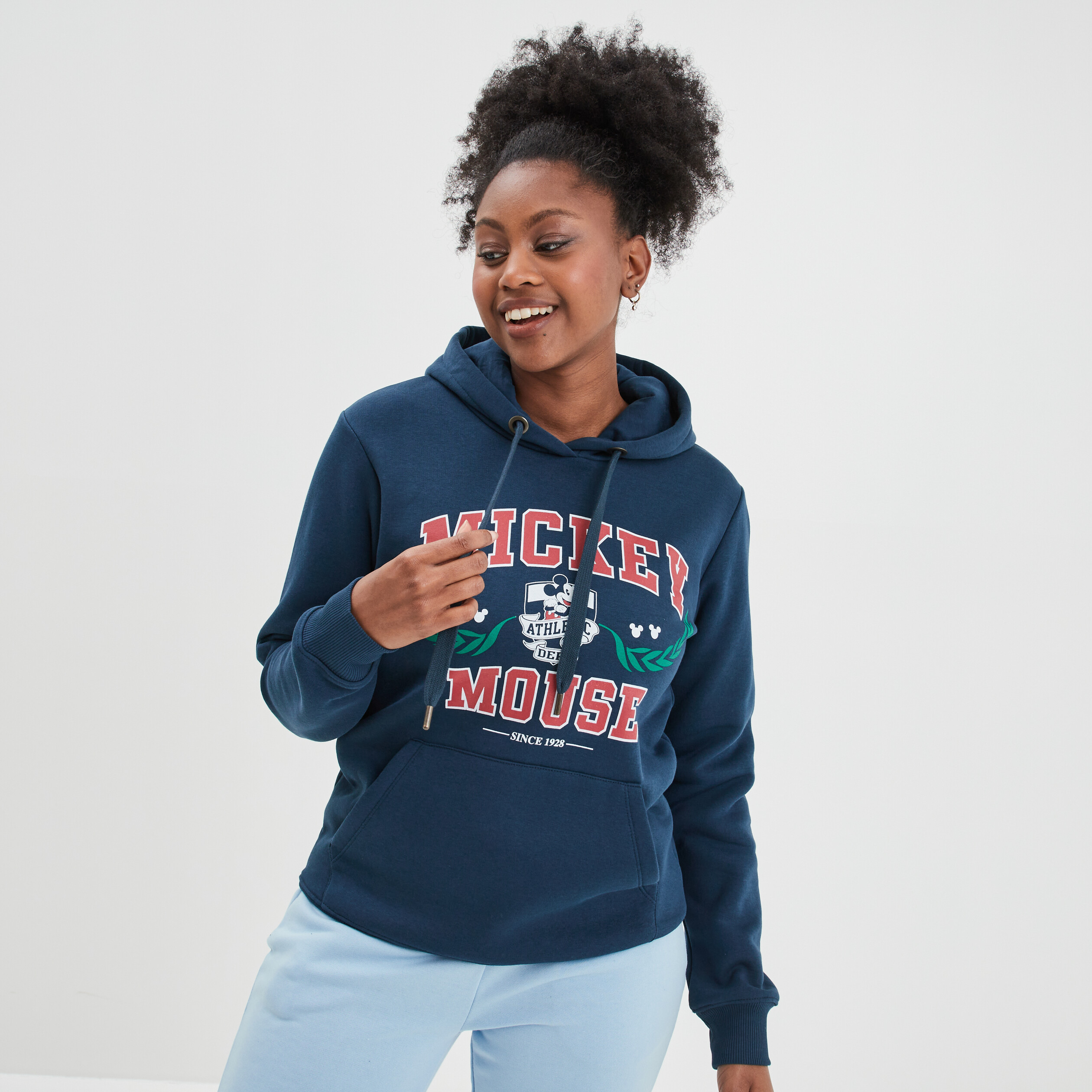 Sweat à capuche hoodie Mickey bleu marine femme | La Halle