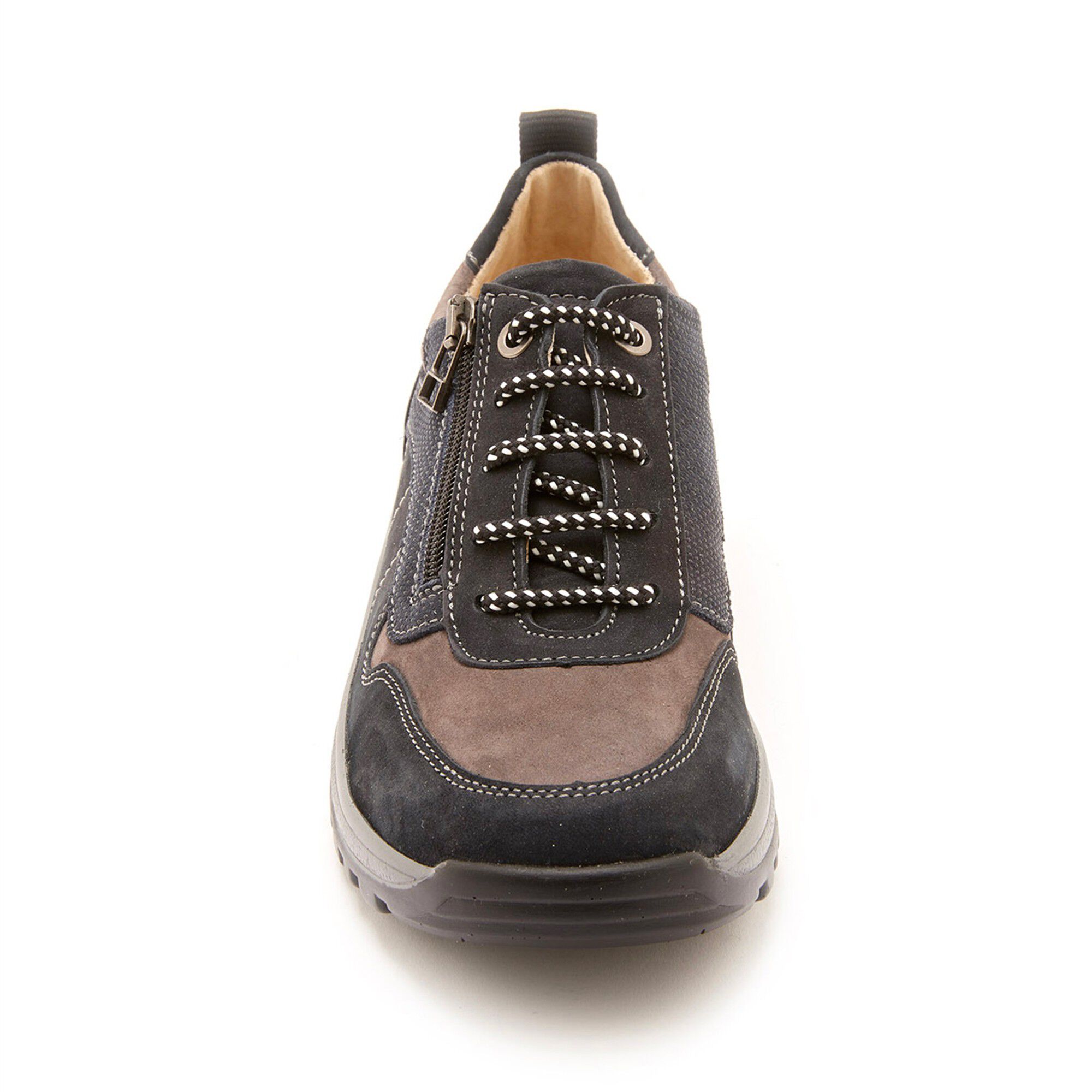 Baskets de randonnée zippées et lacées Grande Largeur en cuir