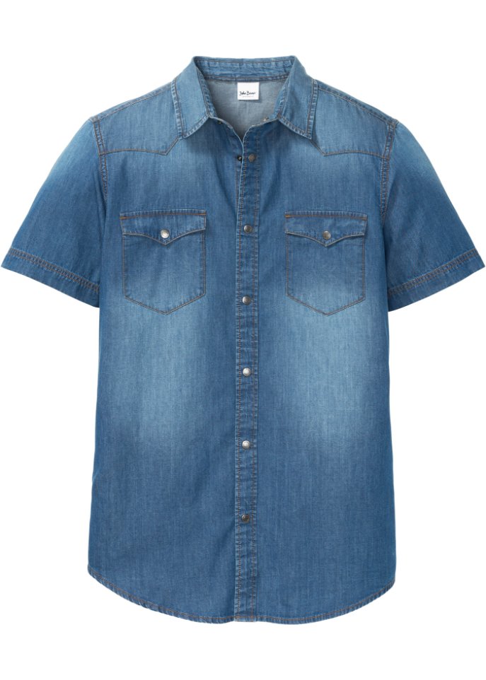 Jeanshemd aus Bio-Baumwolle, Slim Fit, Kurzarm