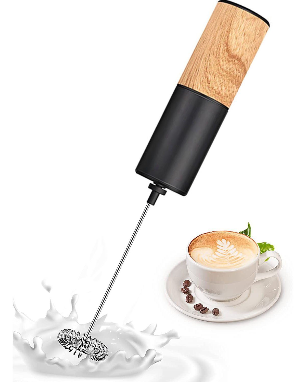 Mutoy Milchaufschäumer Milchaufschäumer,Elektrischer Stab Milchaufschäumer mit 14.200 U/min, Spezialspirale,leichte Reinigung,Cappuccino Shakes Cocktails Dressings