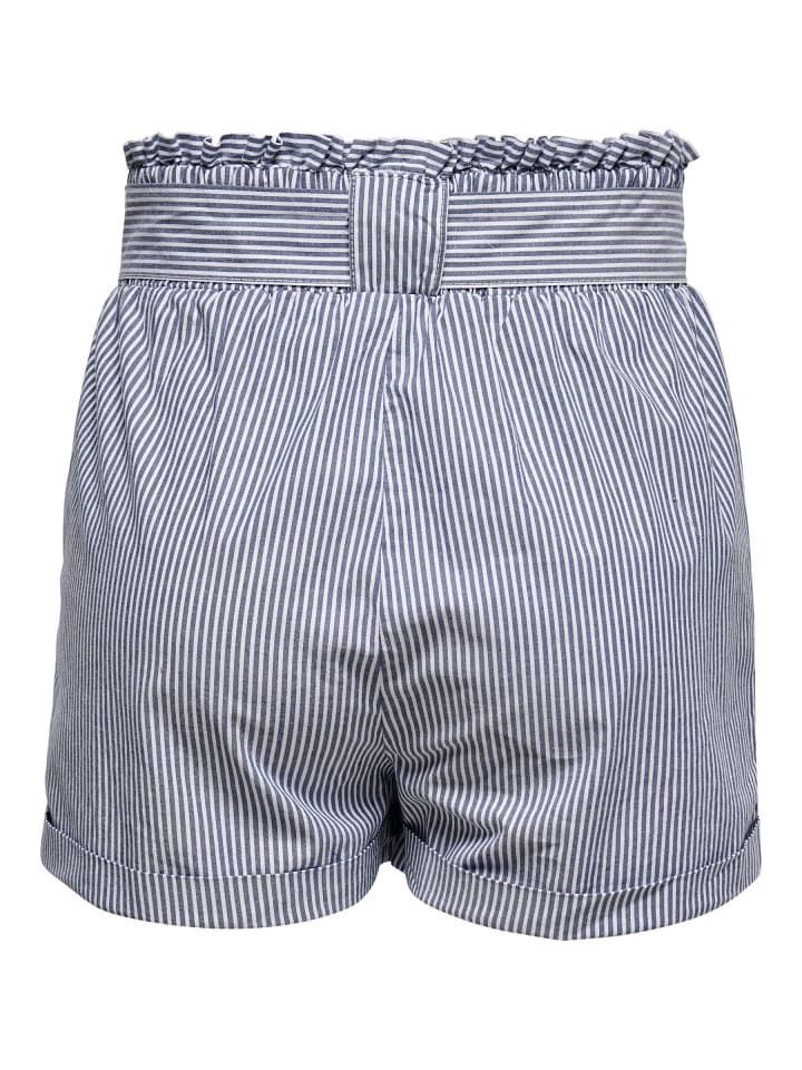 ONLY Shorts Kurze Paperbag Shorts mit Gürtel Mid Waist in Weiß-Blau günstig kaufen