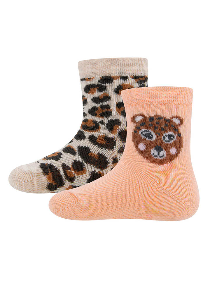 ewers 2er-Set Socken 2er Pack Leopard in beige mel.-apricot günstig kaufen