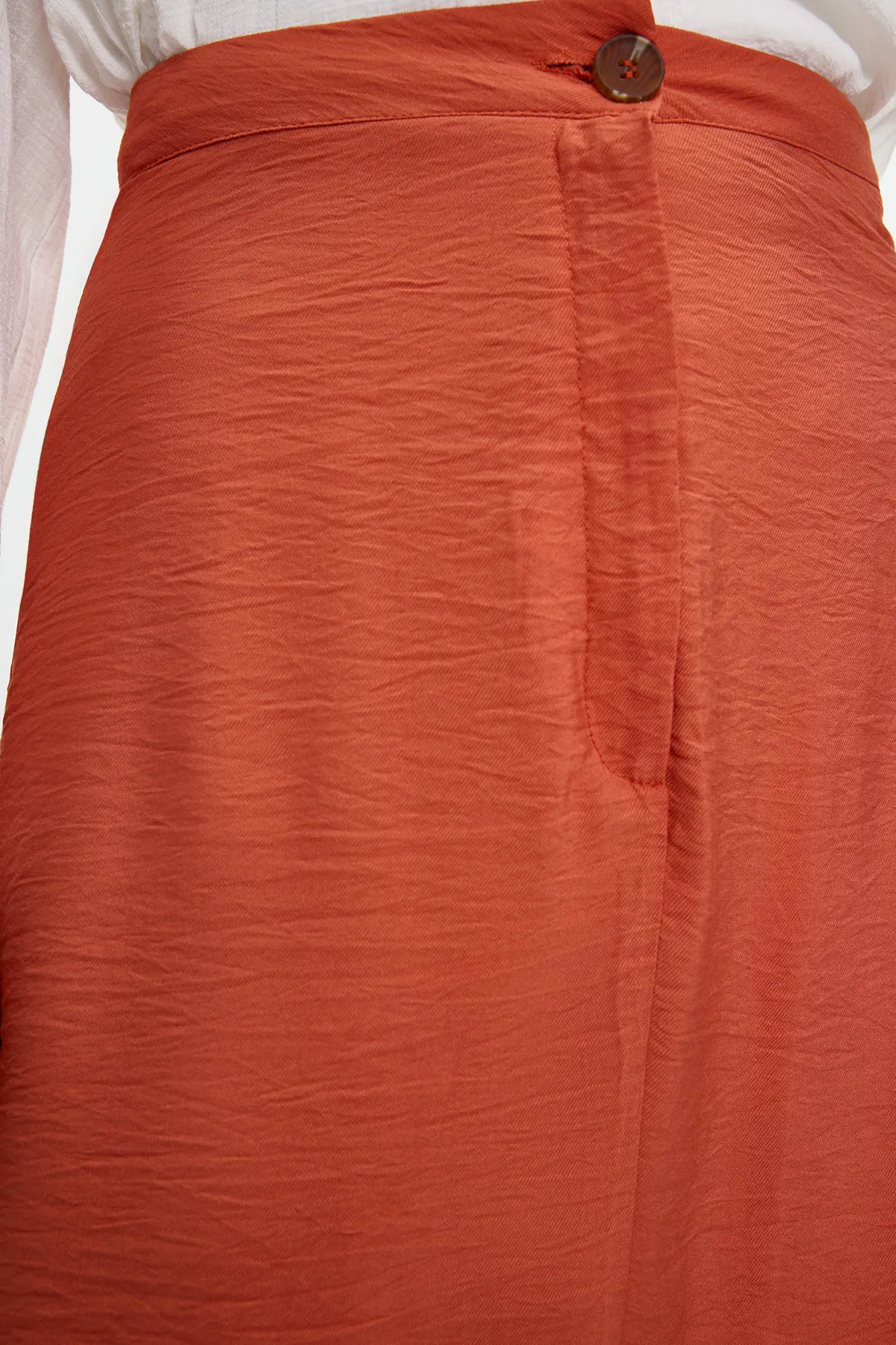 Trendyol Modest  Zimtfarbener, gewebter Leinen-Look-Rock mit normaler Taille TCTSS21ET0539