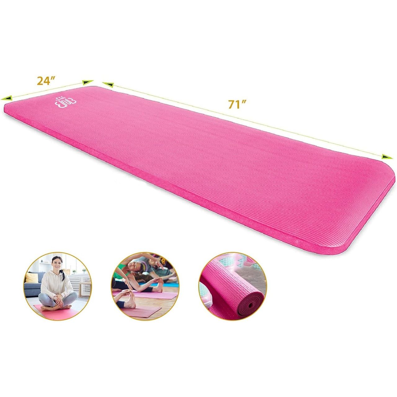 BnB Sports Premium NBR Sportmatte, rutschfeste Gymnastikmatte, Rosa Yogamatte Stretching Pilates
