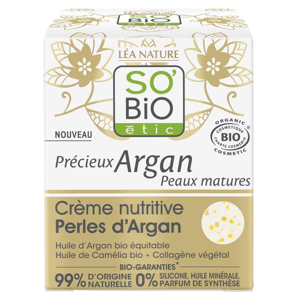 LÉA NATURE SO BiO étic Crème nutritive Perles d'Argan, Précieux Argan Peaux Matures Crème nutritive