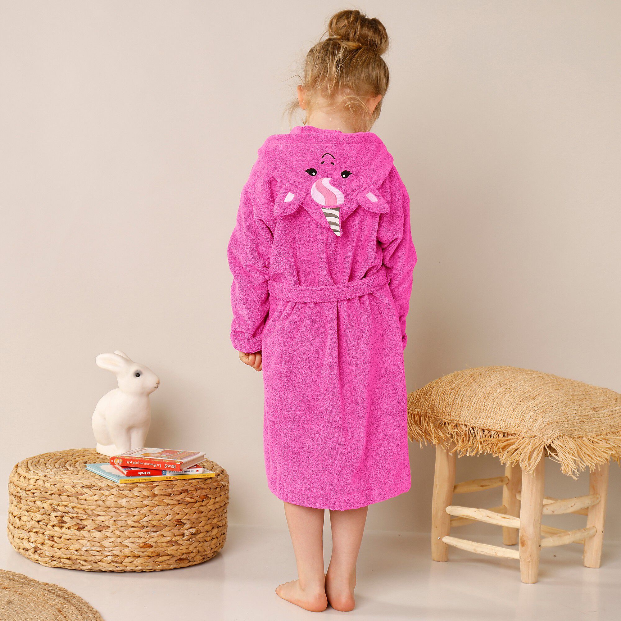 Peignoir de bain enfant licorne à capuche éponge coton