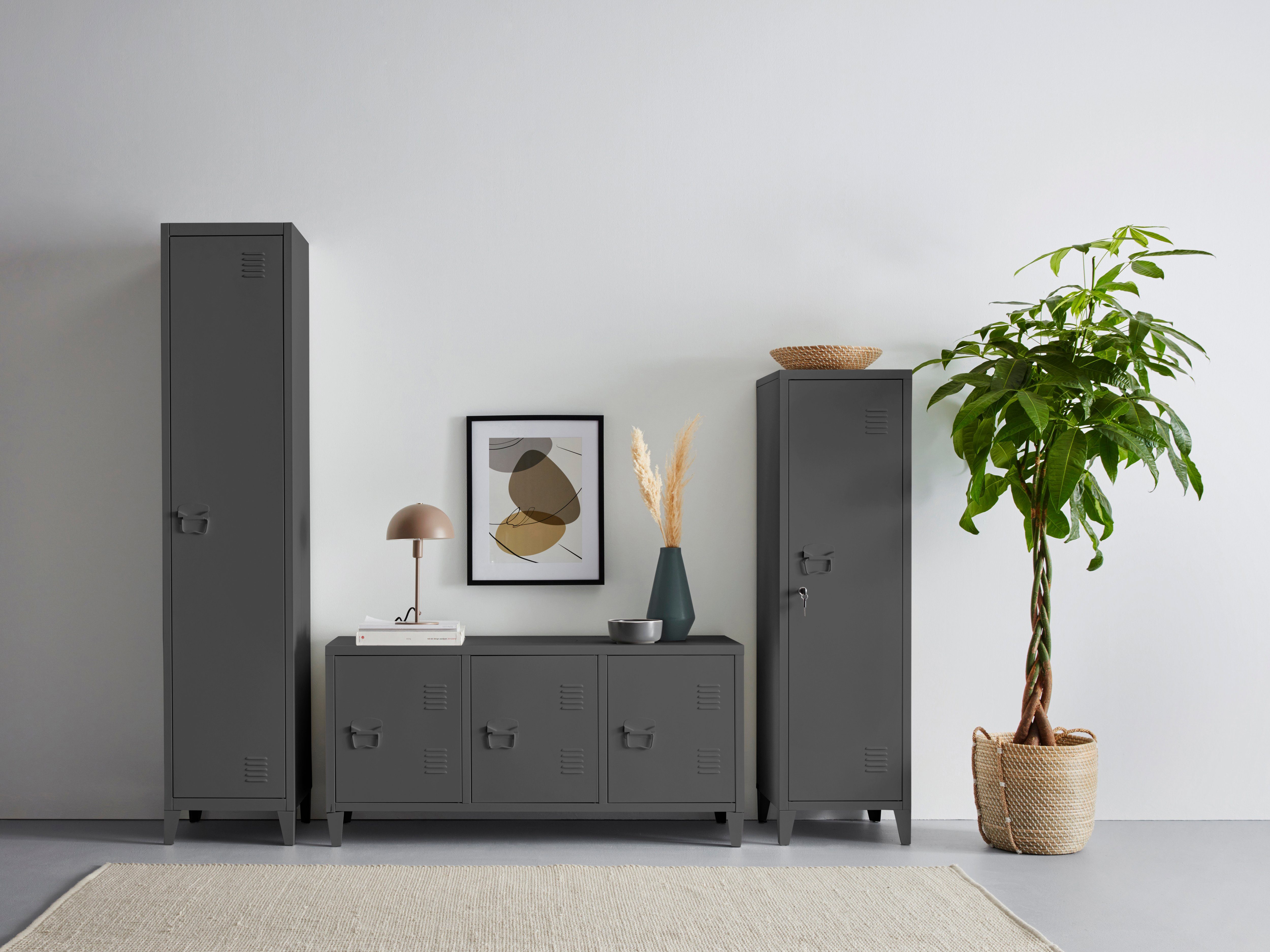 andas Midischrank Jensjorg Midischrank aus Metall, 2 x Einlegeböden hinter der Tür, Höhe 137 cm