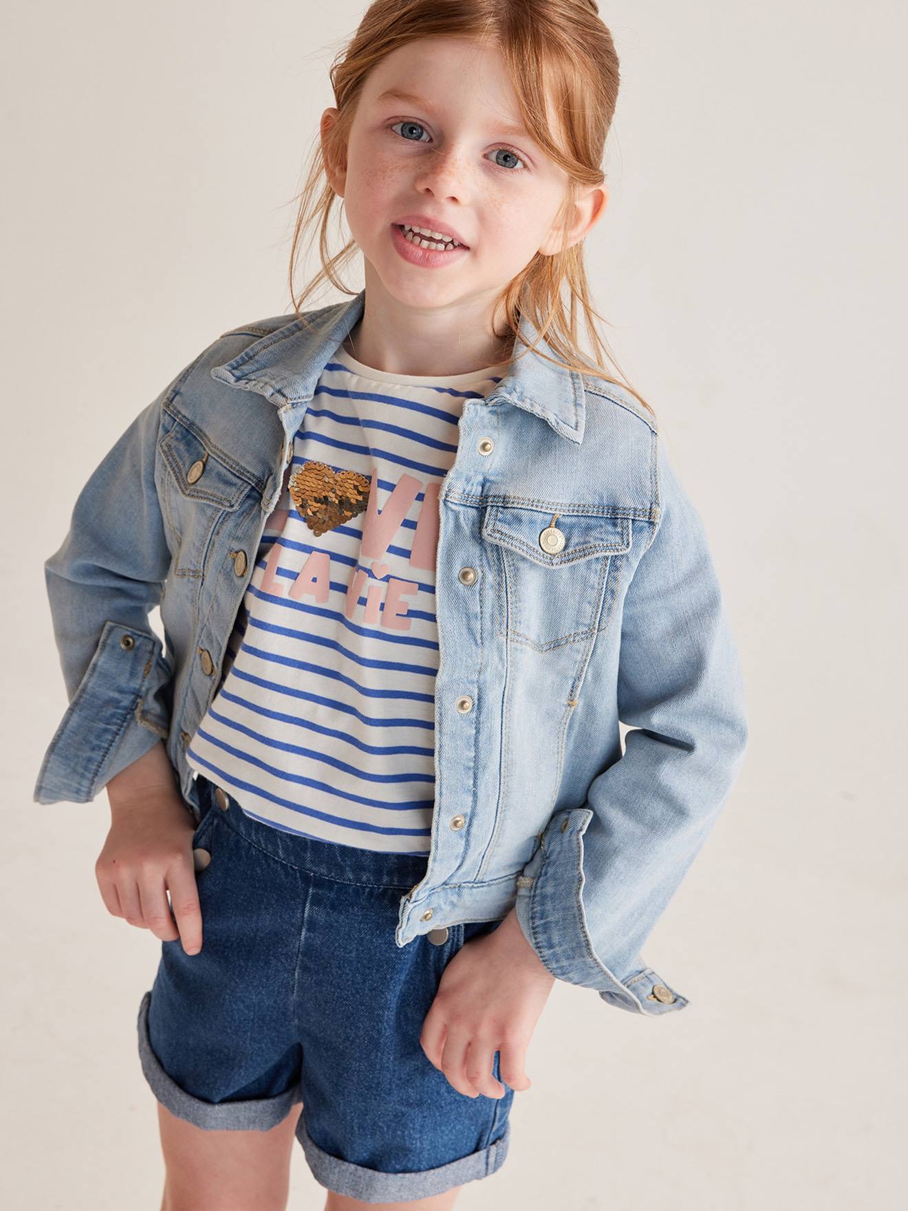 Veste en jean personnalisable fille double stone