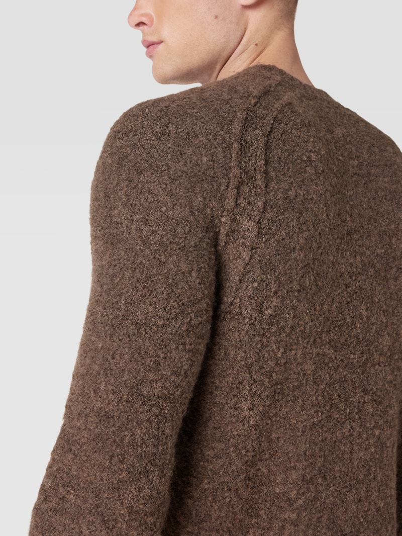 Strickpullover aus Alpaka-Mix mit Rundhalsausschnitt in hellbraun