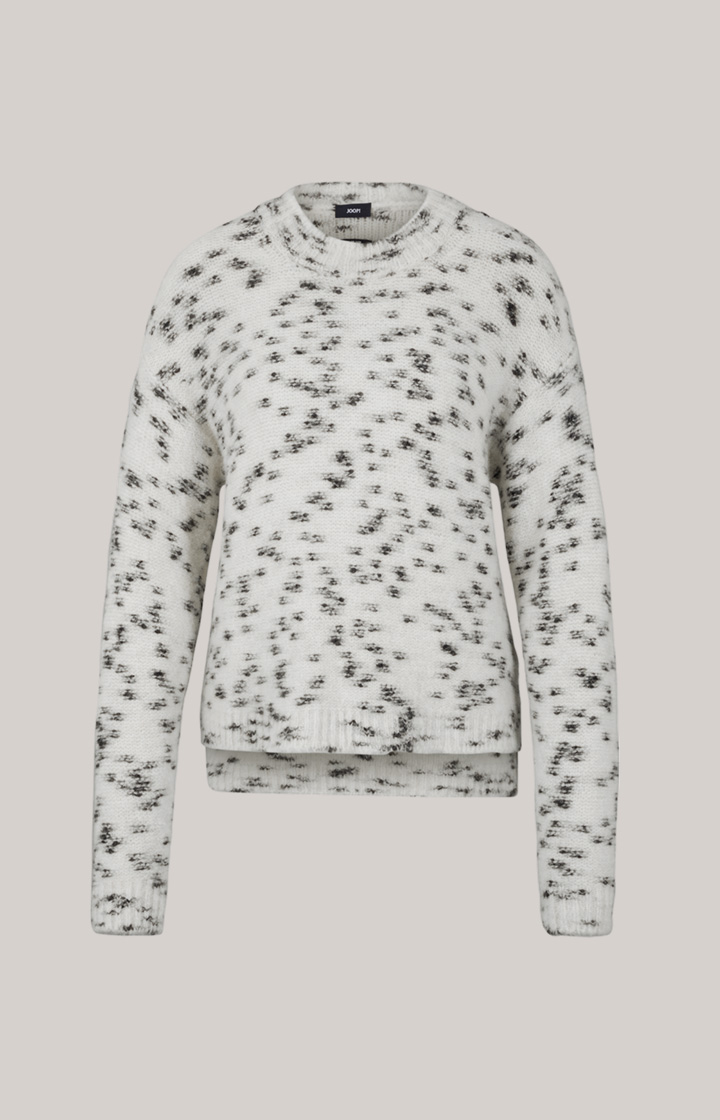 Alpaka-Blend-Strickpullover in Creme gemustert