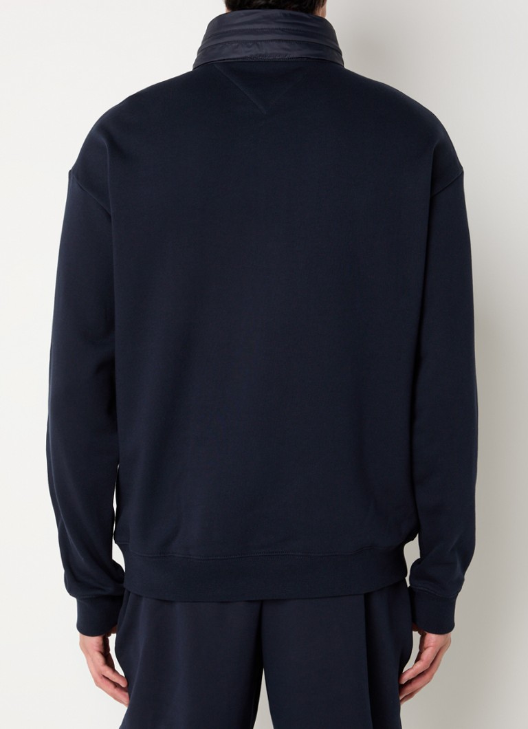 Tommy Hilfiger Mix Media sweater with half zip and stowable hood
