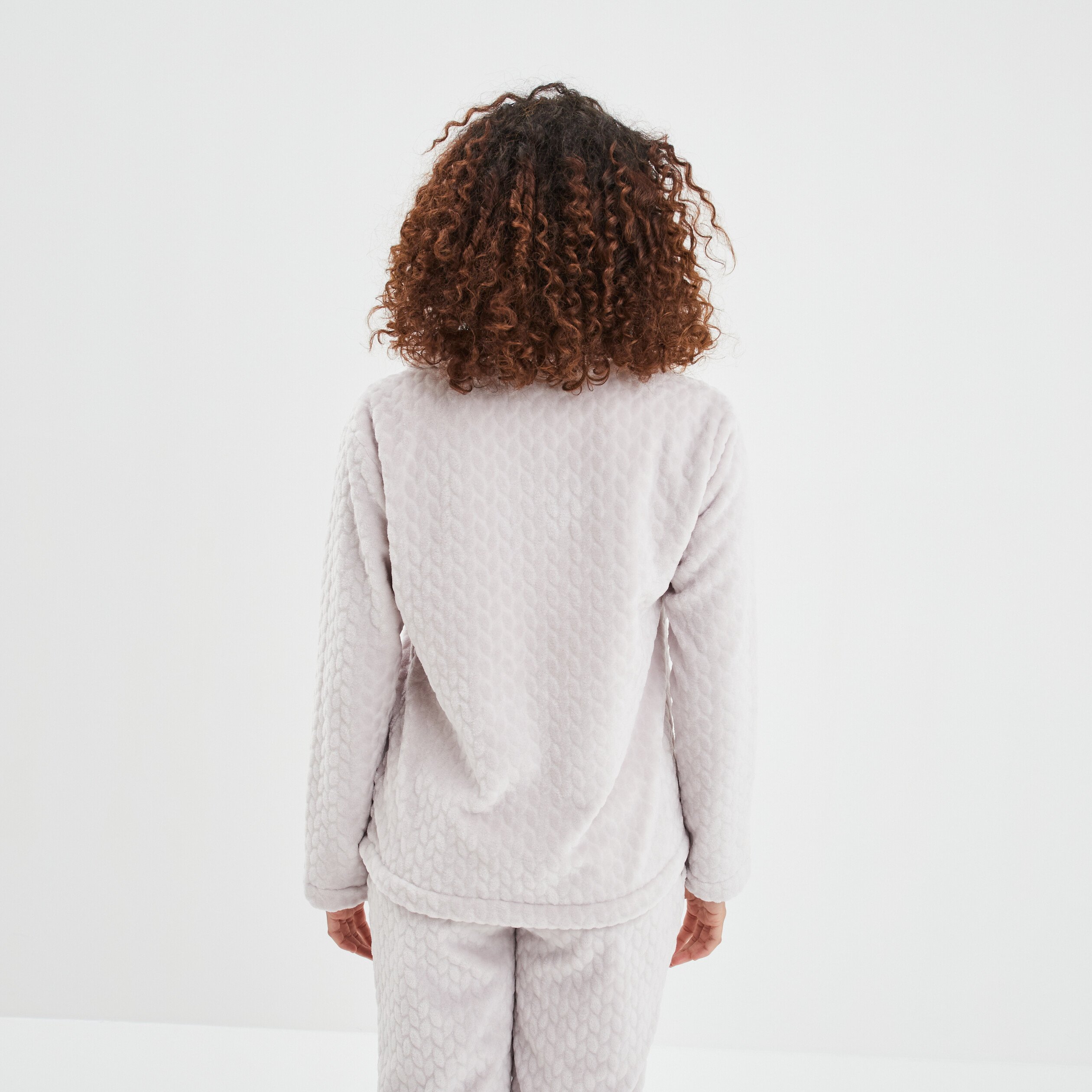 Veste pyjama pilou zippée col montant rose pastel femme | La Halle