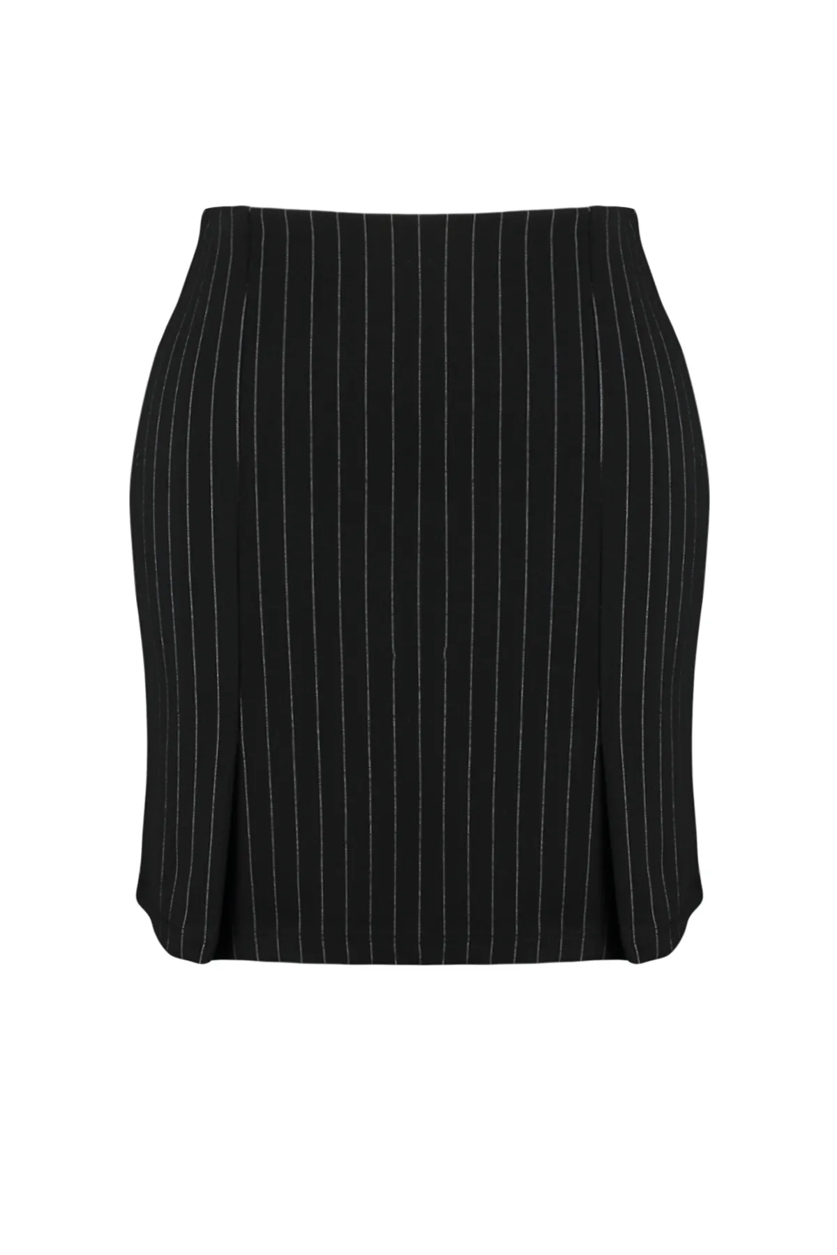 Trendyol Curve  Schwarz gestreifter Mini-Strickrock TBBAW24AZ00032