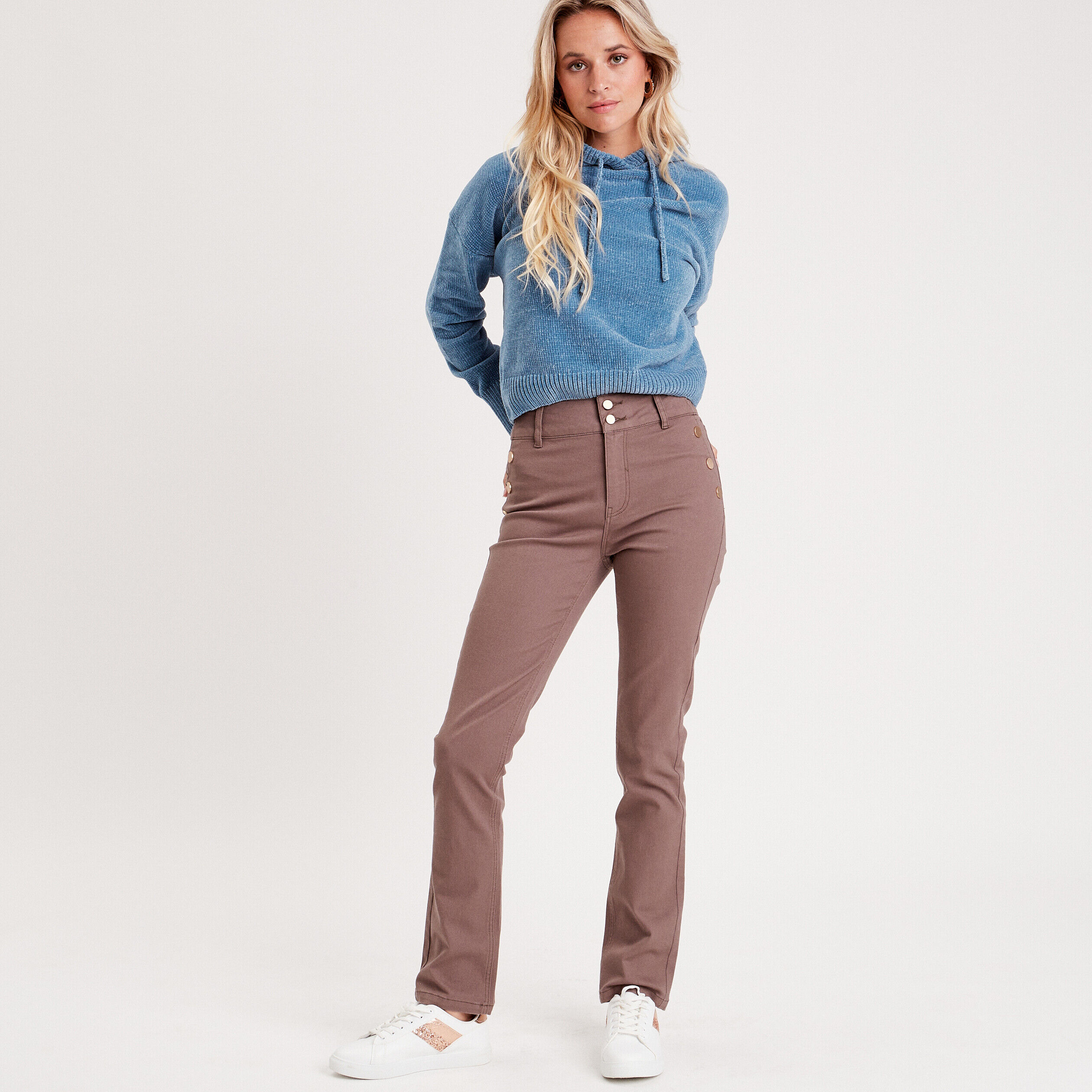Pull à capuche bleu clair femme | Cache Cache