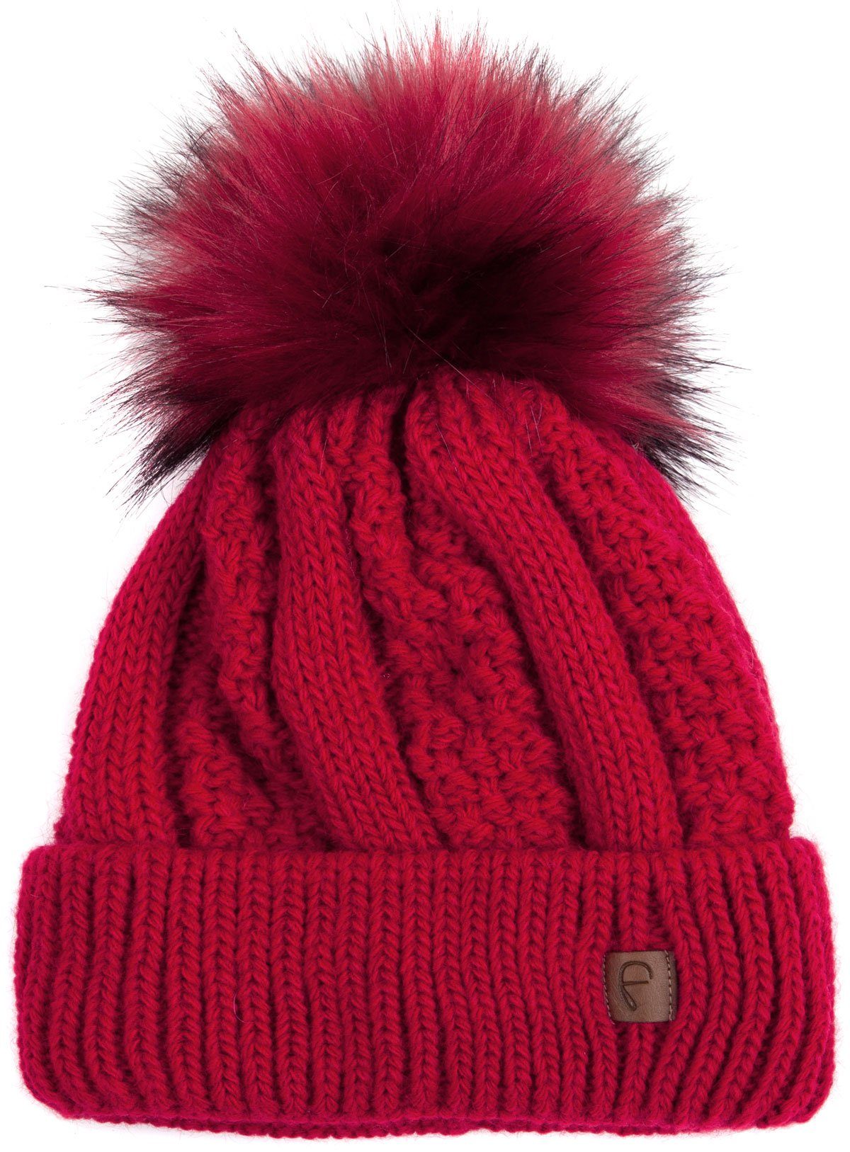 Faera Bommelmütze Wintermütze Damen Herren Mützen Beanie Haube gefüttert Strickmütze
