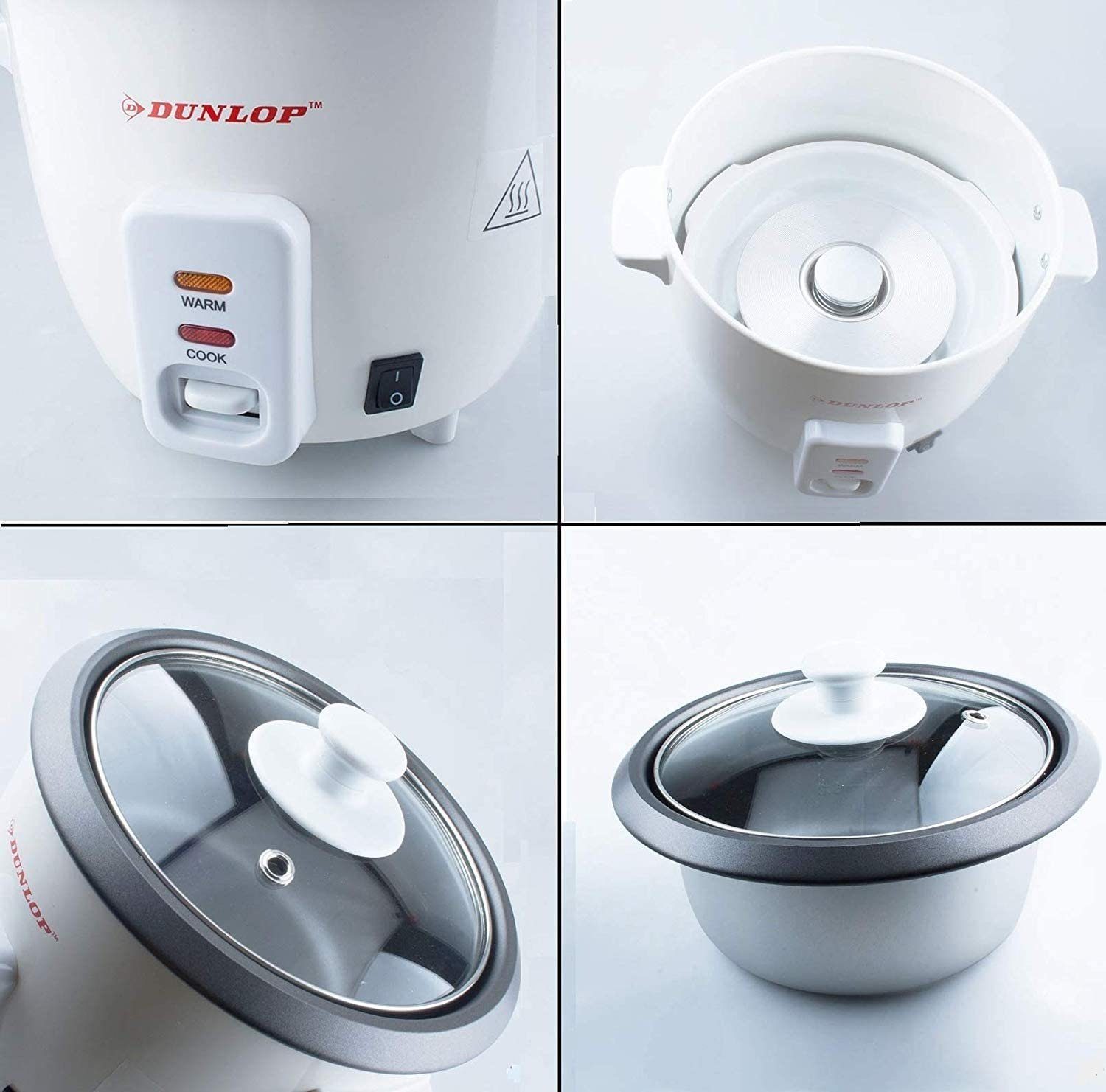 Dunlop Reiskocher CFX30 Reiskocher mit Deckel 3in1, Dampfgarer 0,6L Reis Topf 3 Personen, 700 W, Multikocher, Reistopf, Risottokocher, Reisgarer, Schongarer Elektrisch