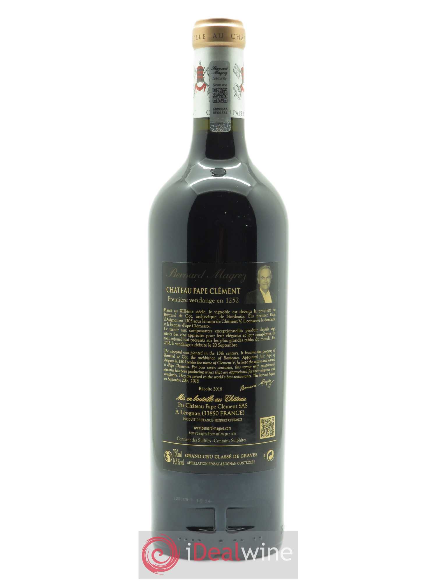 Château Pape Clément Cru Classé de Graves (CBO à partir 6 bts) 2018 - Lot de 1 Bouteille