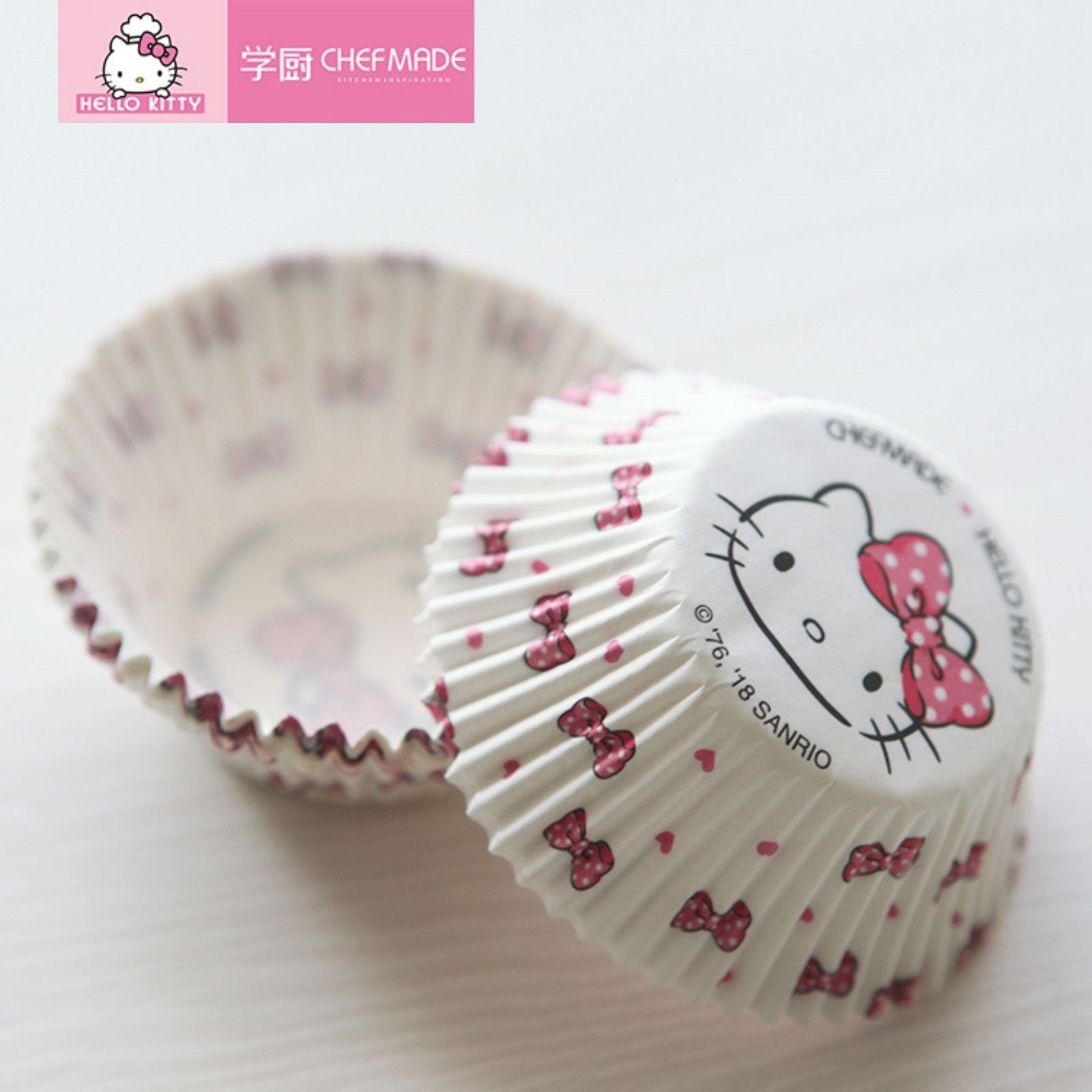 Chefmade Muffinform Papierförmchen für Muffins 100 Stk Pergamentpapier, (CHEFMADE, HELLO KITTY, Pink, 100 Stück Papierförmchen für Muffins, Cupcakes, Mini Kuchenförmchen, Partyförmchen, Papierbackfomen, Portionsförmchen 1-tlg), Muffinform Papier - Cu