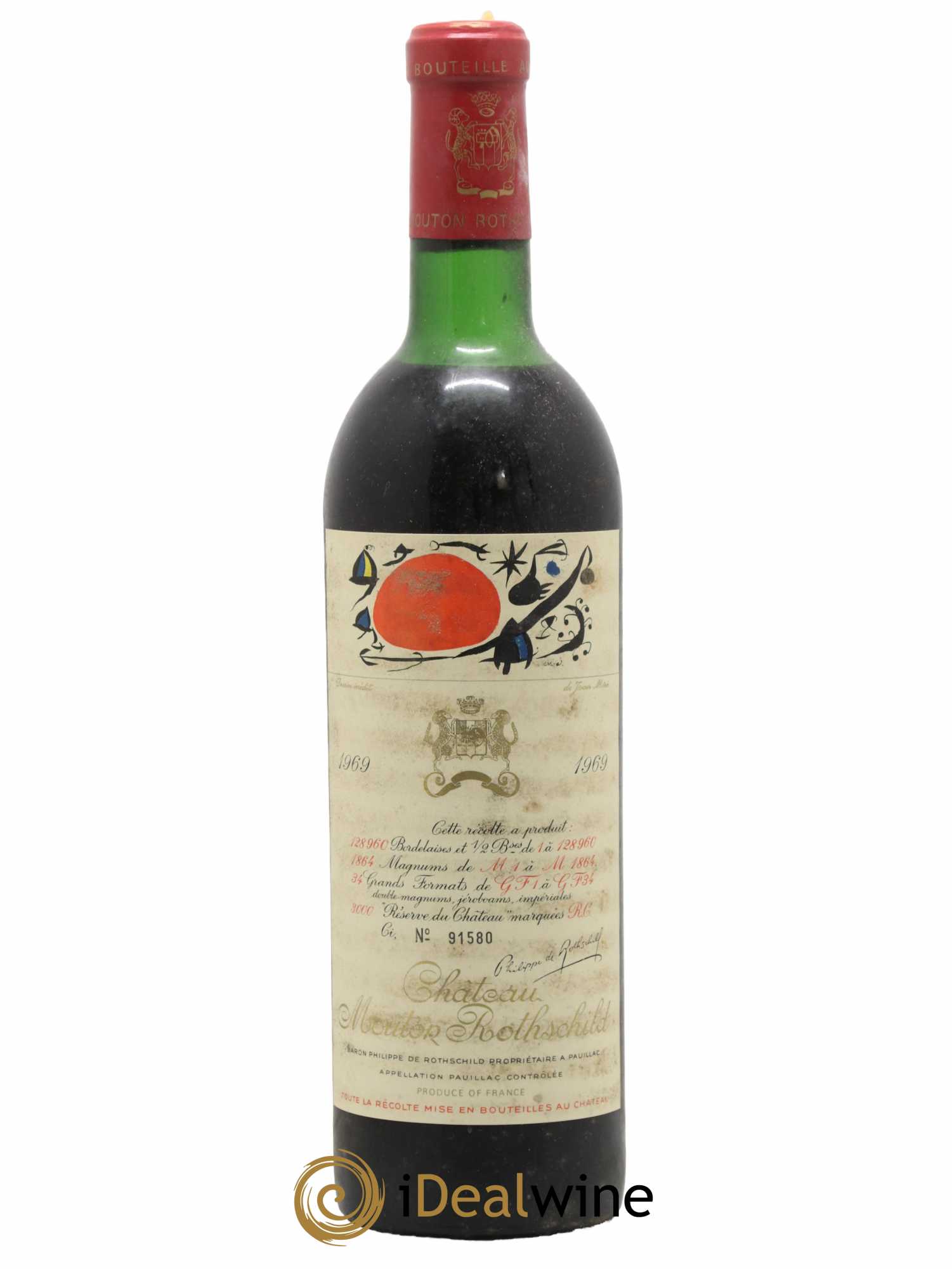 Château Mouton Rothschild 1er Grand Cru Classé  1969 - Lot de 1 Bouteille