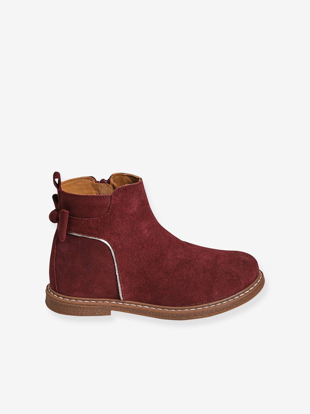 Boots cuir à noeud fille camel