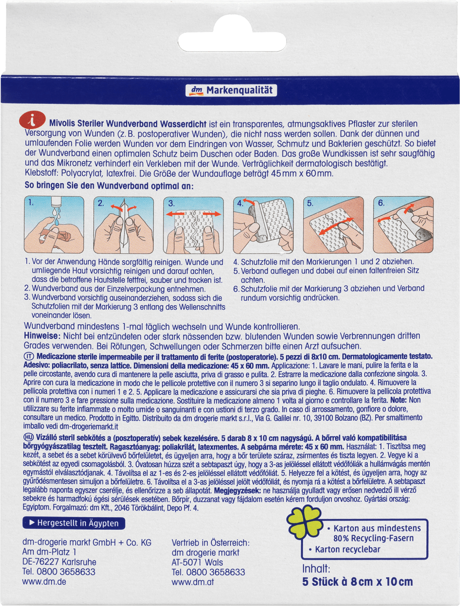 Steriler Wundverband Wasserdicht, 5 St