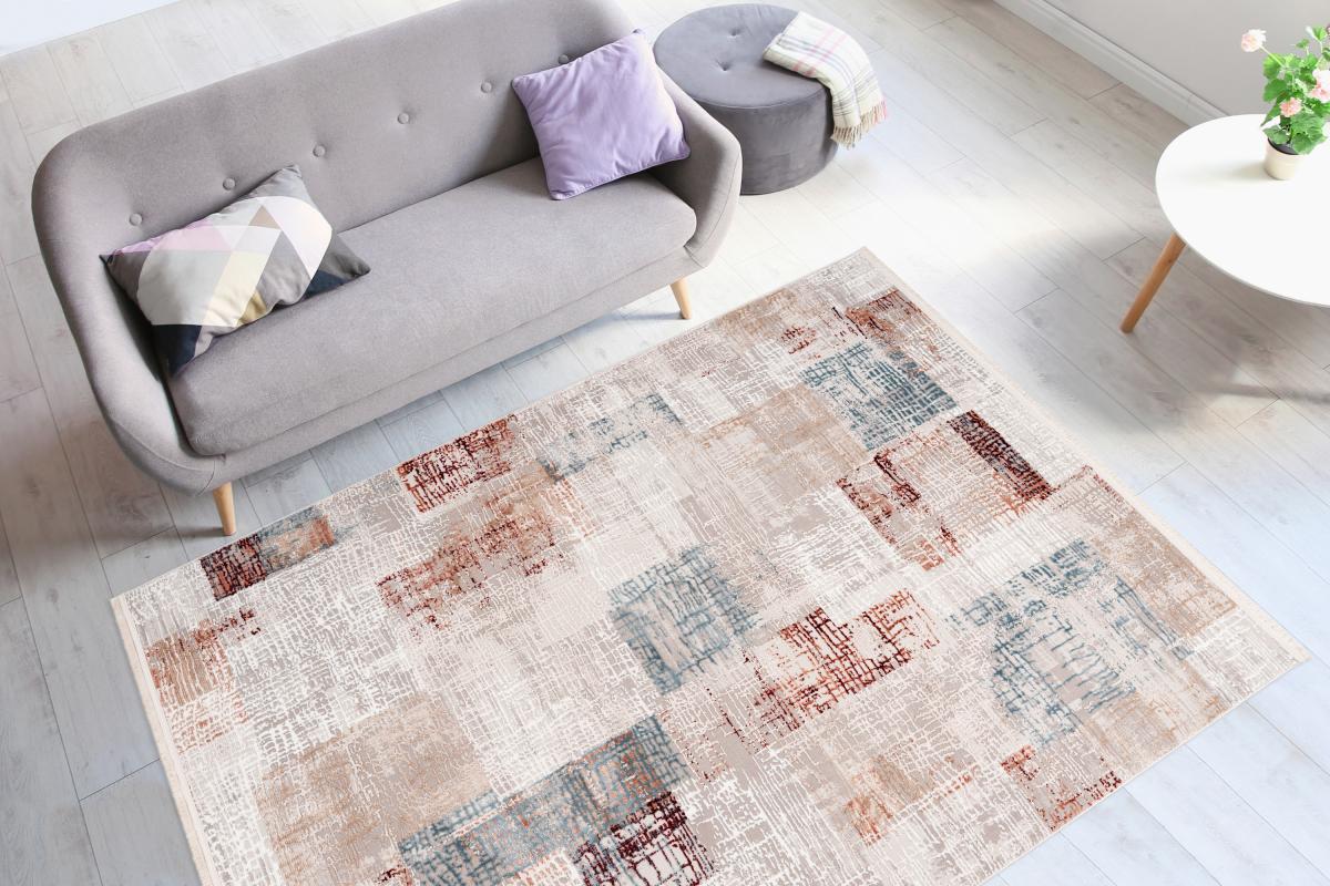 megusta Used-Look Teppich Grau / Lachsrosa 200cm x 300cm