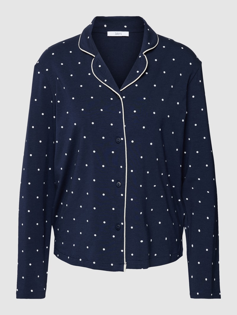 Pyjama-Oberteil mit Polka Dots in marineblau